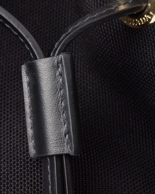 Wicker and canvas bucket bag - Tan/Black Wicker and canvas bucket bag - Tan/Black