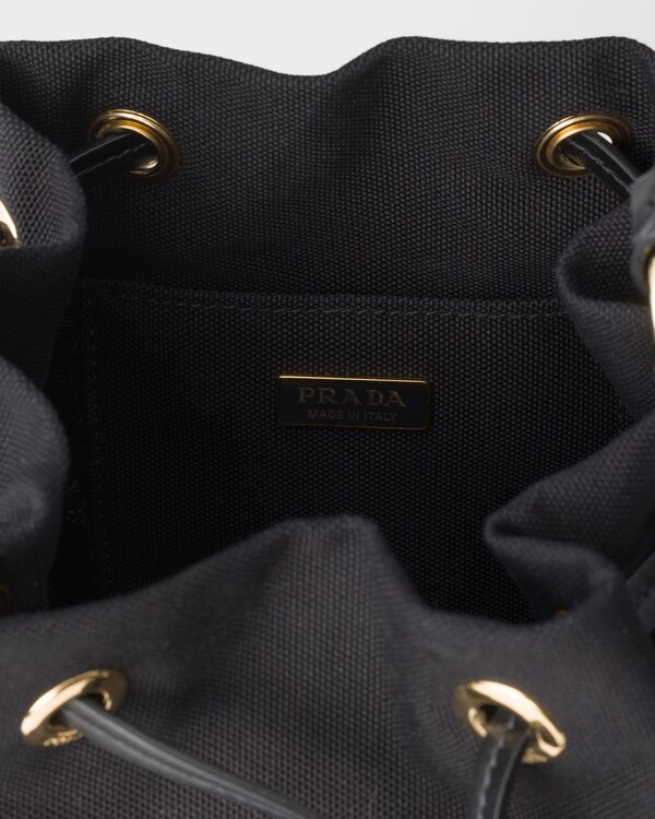 Wicker and canvas bucket bag - Tan/Black Wicker and canvas bucket bag - Tan/Black