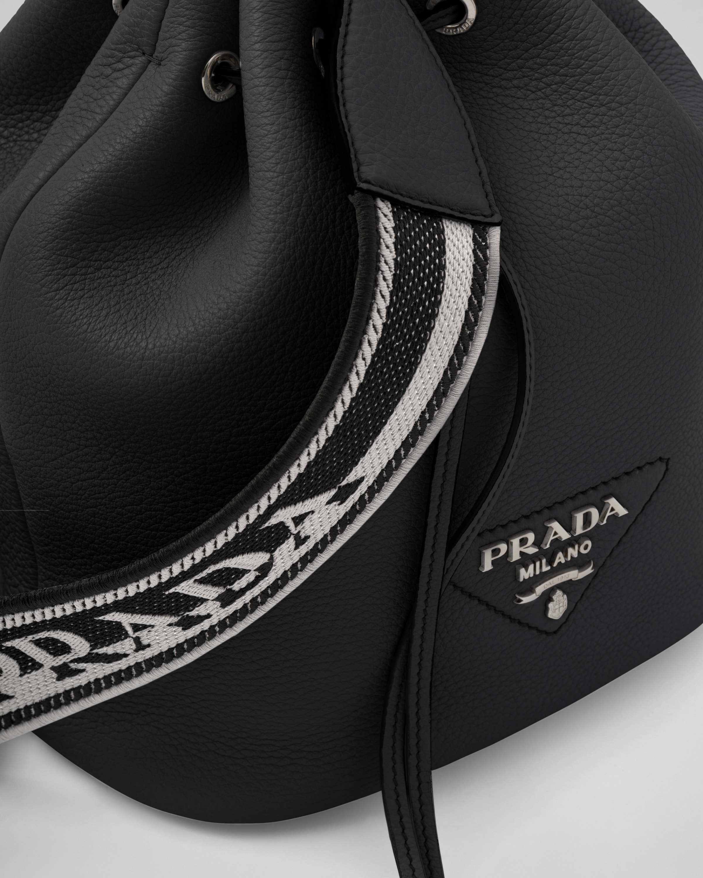 Prada Top-Handle Leather Bucket Bag