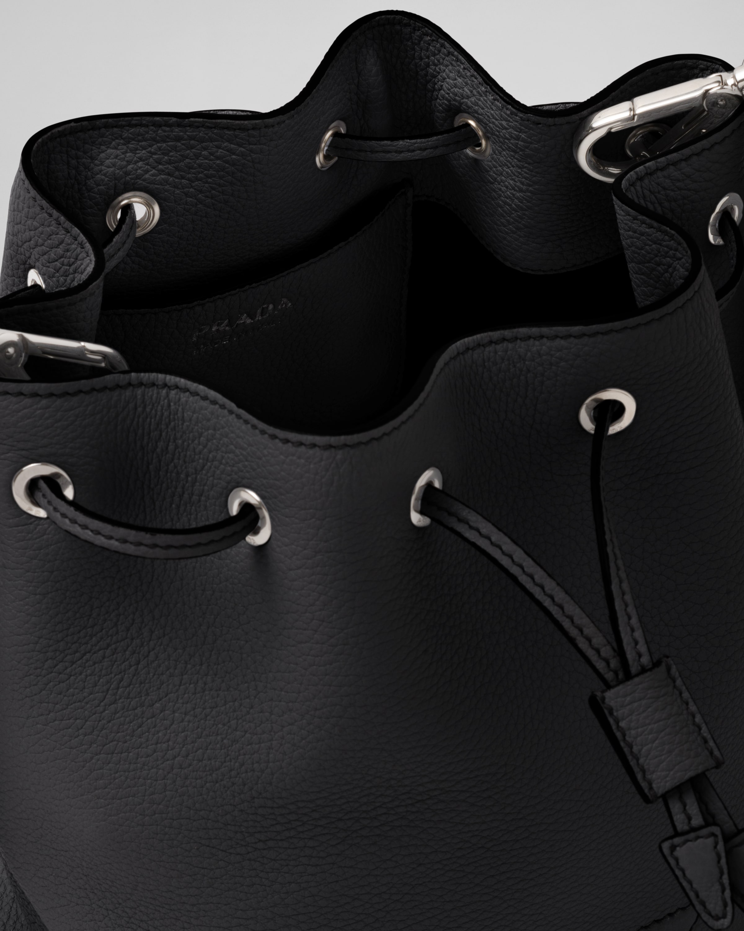Prada leather bucket bag on sale