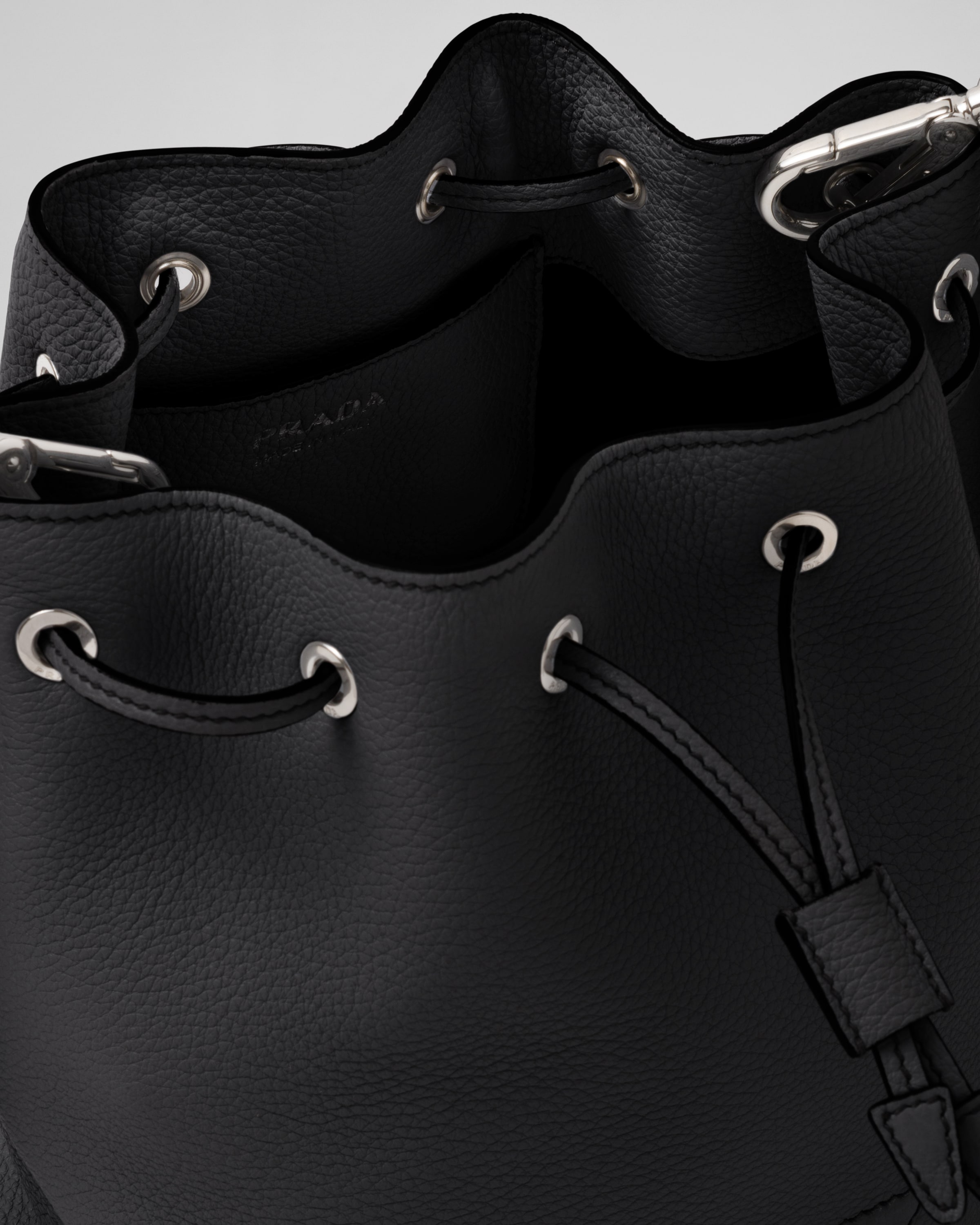 Prada Leather Bucket Bag in Black