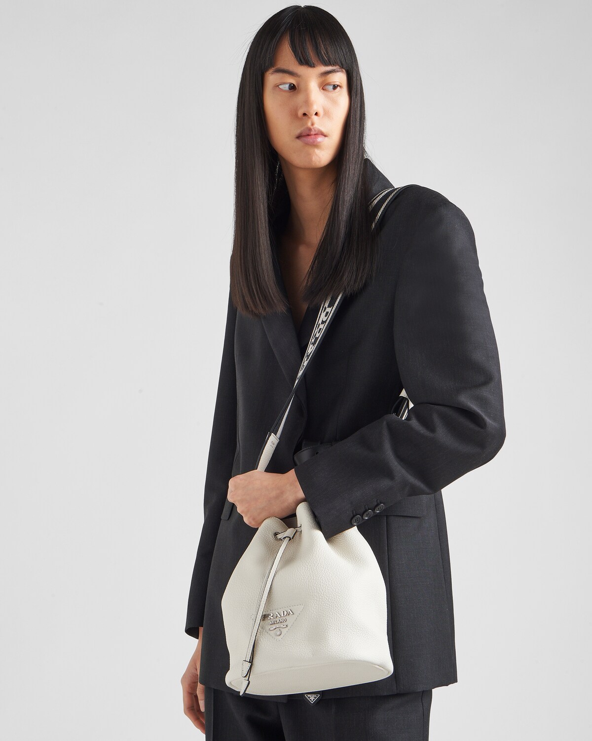 White Leather Bucket Bag PRADA