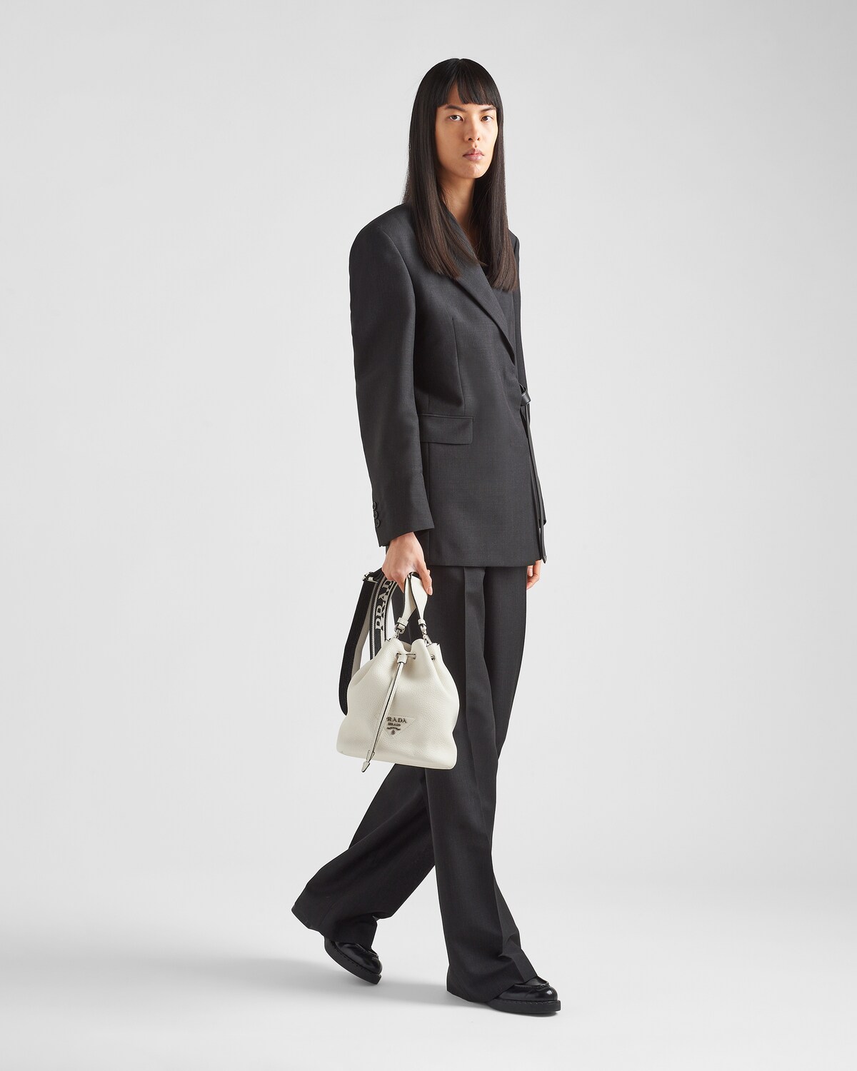 White Leather Bucket Bag PRADA