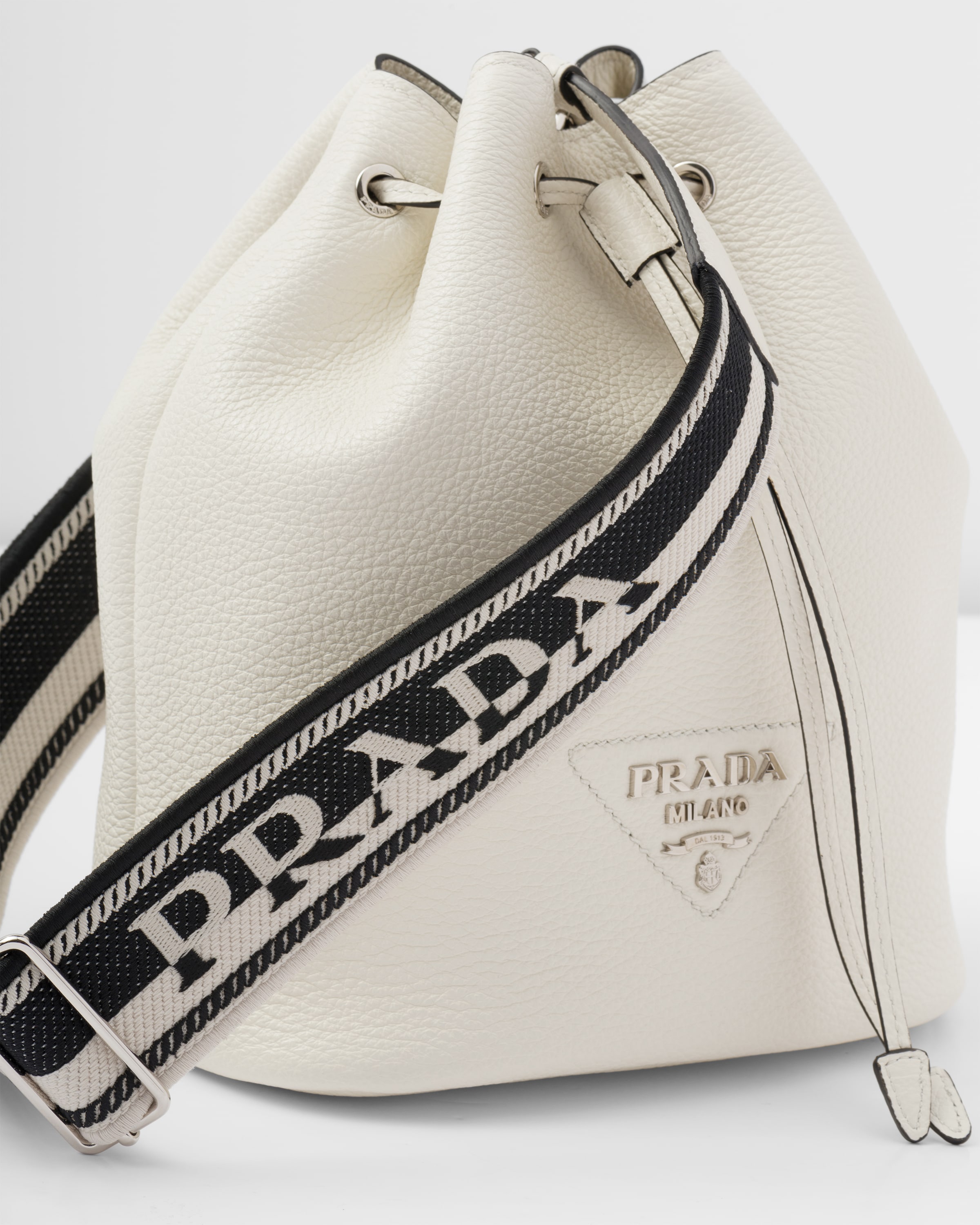 White Leather Bucket Bag