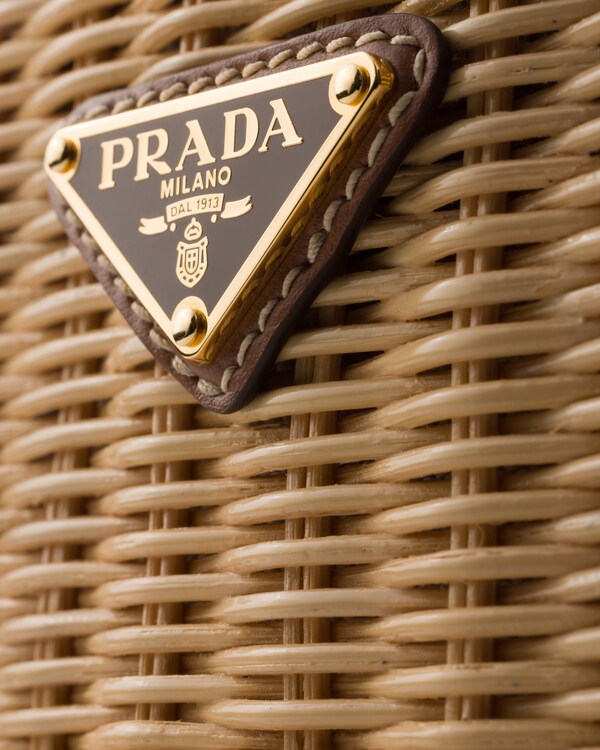 حقيبة باكيت من الجلد والخيزران - بيج/كونياك حقيبة باكيت من الجلد والخيزران - بيج/كونياك