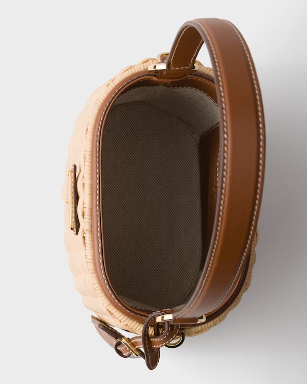 حقيبة باكيت من الجلد والخيزران - بيج/كونياك حقيبة باكيت من الجلد والخيزران - بيج/كونياك