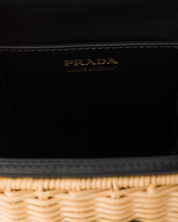 حقيبة باكيت من الجلد والخيزران - سمرة / أسود حقيبة باكيت من الجلد والخيزران - سمرة / أسود