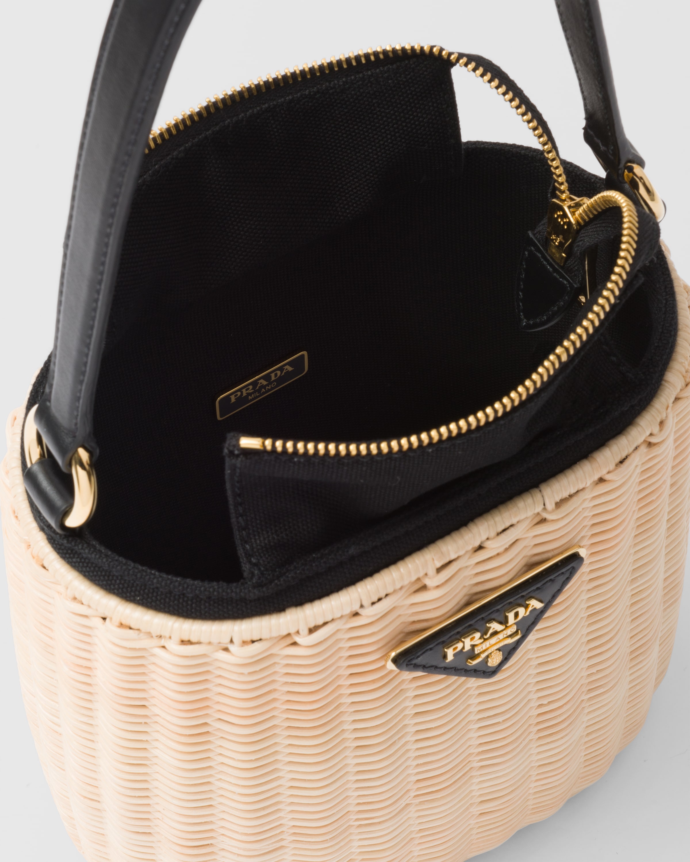 Prada canvas 2025 bucket bag