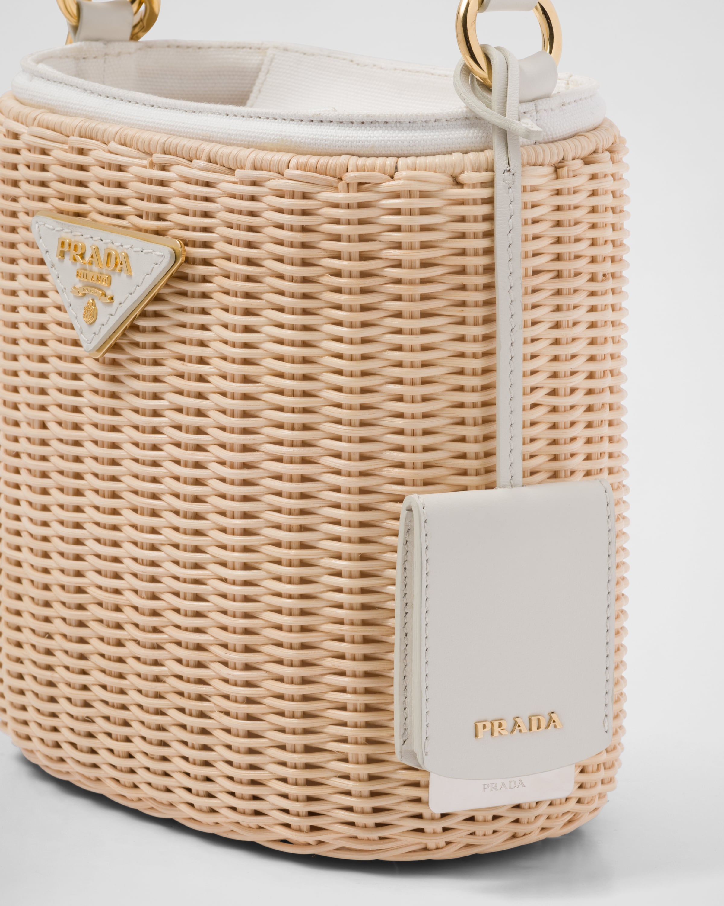 Prada wicker 2025 bucket bag