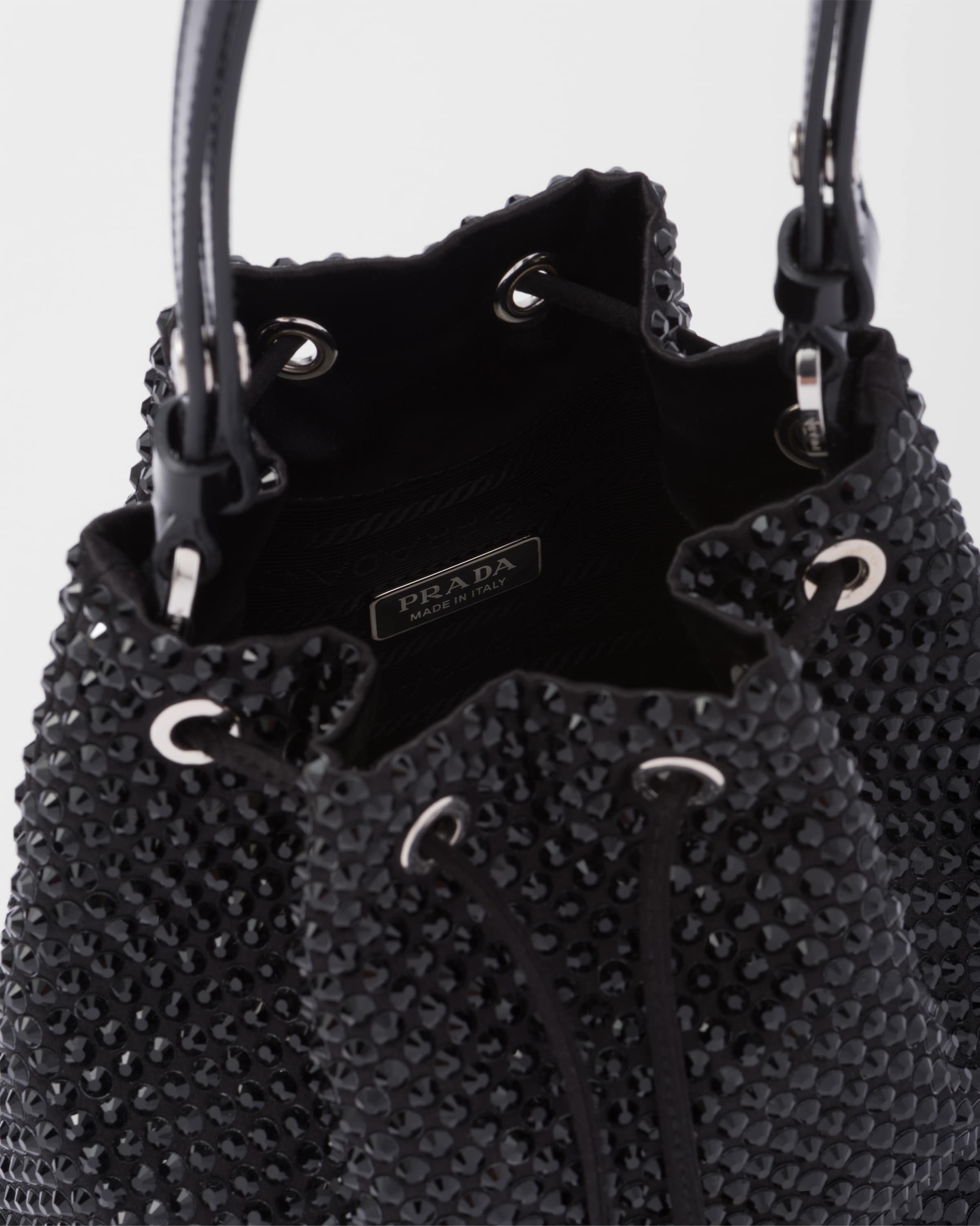Satin mini-bag with crystals