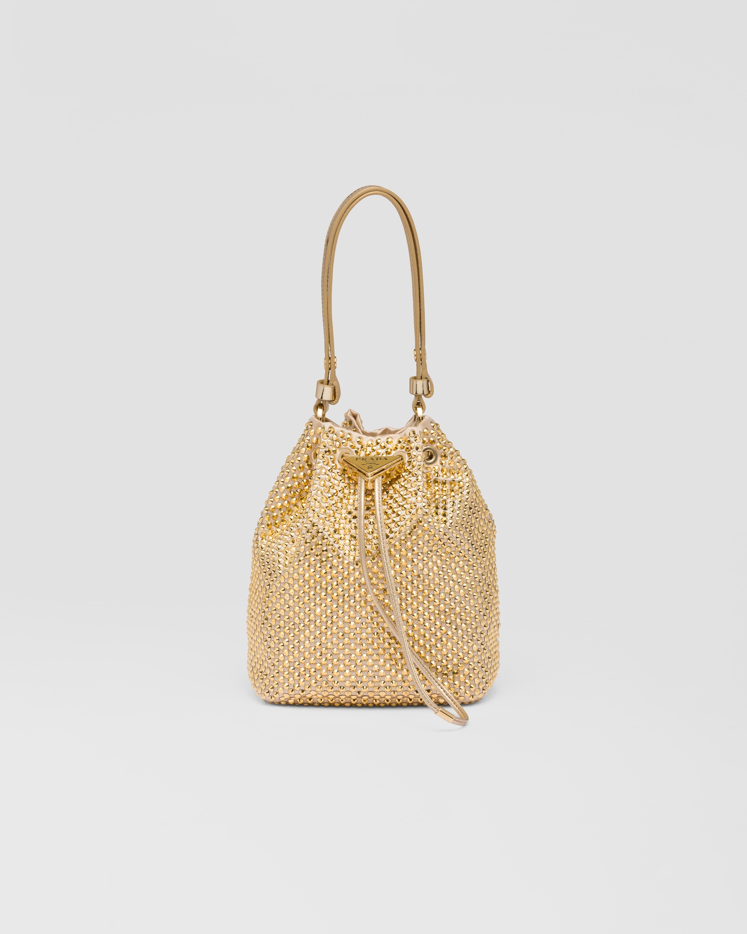 Satin mini bag with crystals