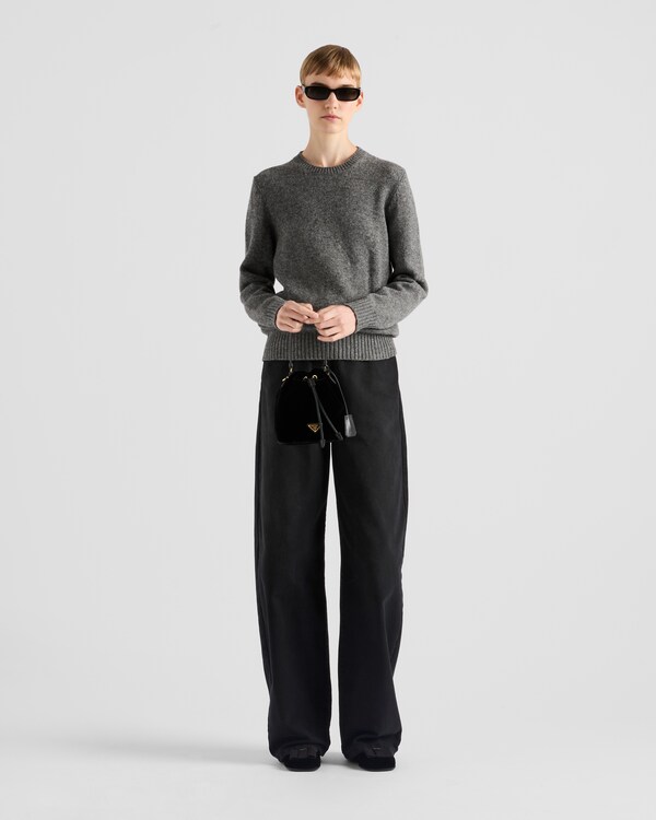 Mini velvet bag with nappa leather details Mini velvet bag with nappa leather details