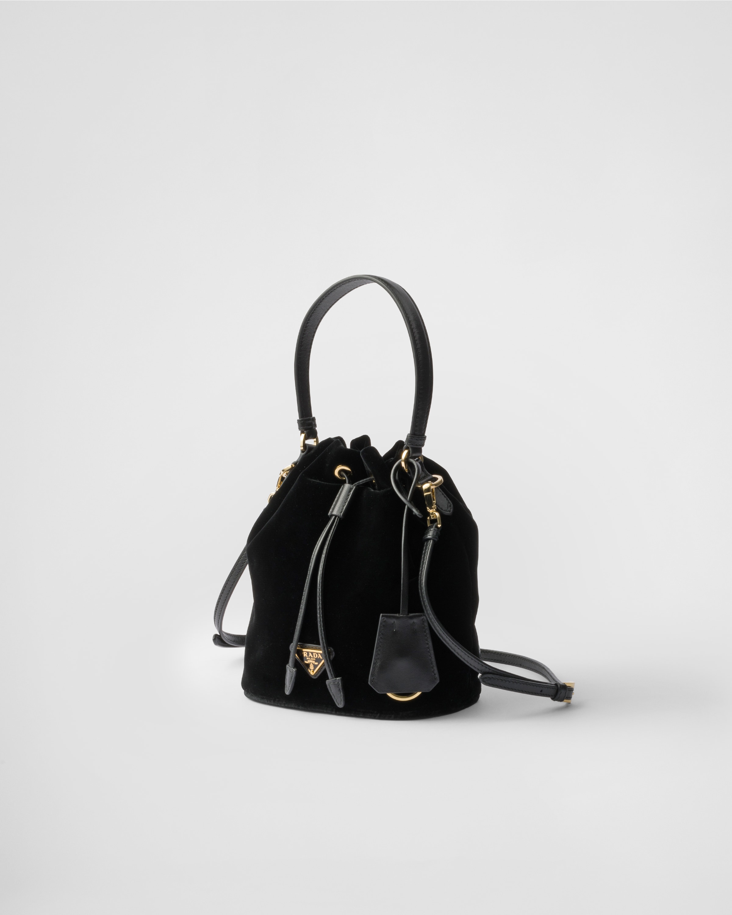 ブラック ナッパレザーディテール付 ベルベット ミニバッグ | PRADA