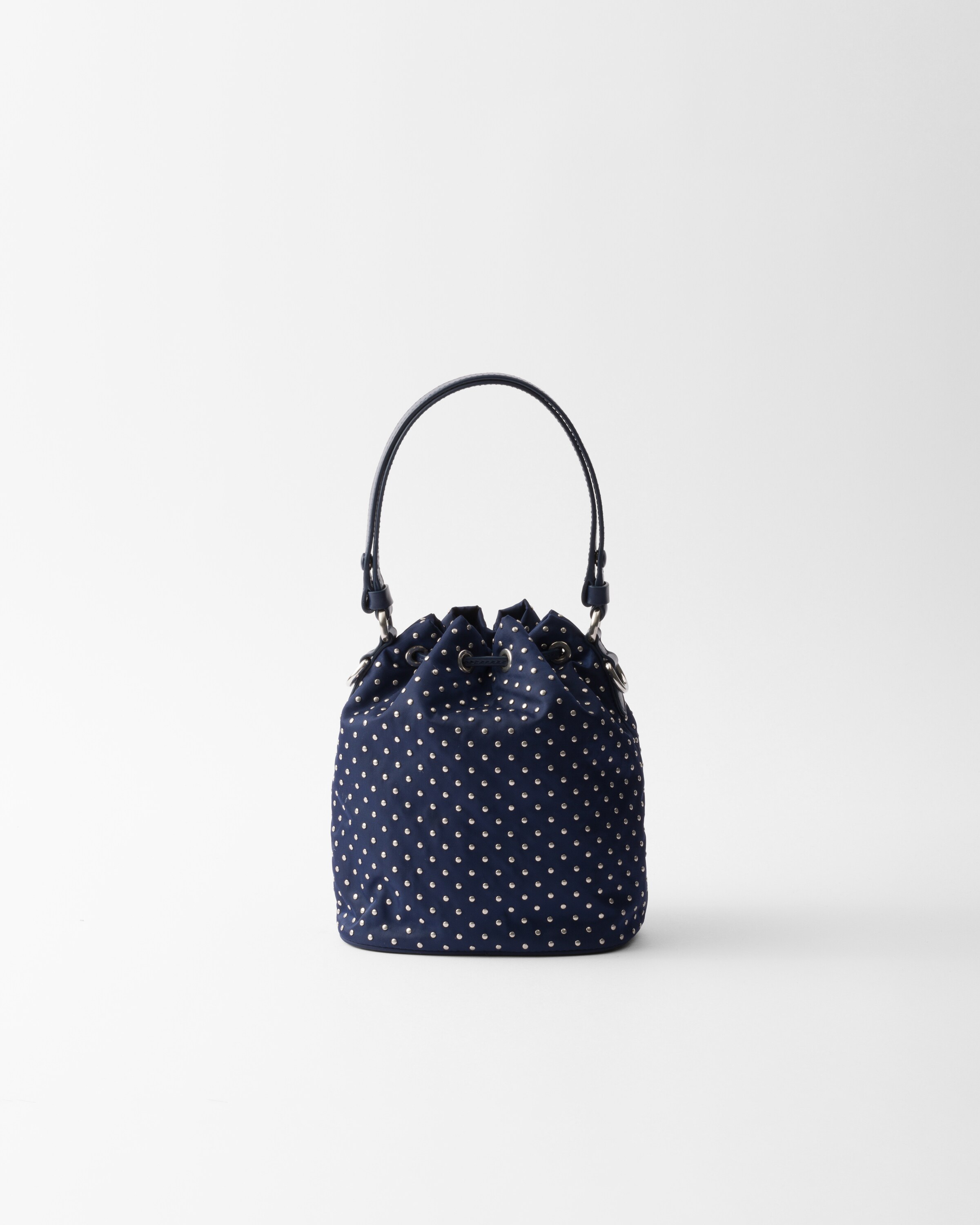 Shop Prada Re-nylon Mini-bag With Studs In Baltic Blue