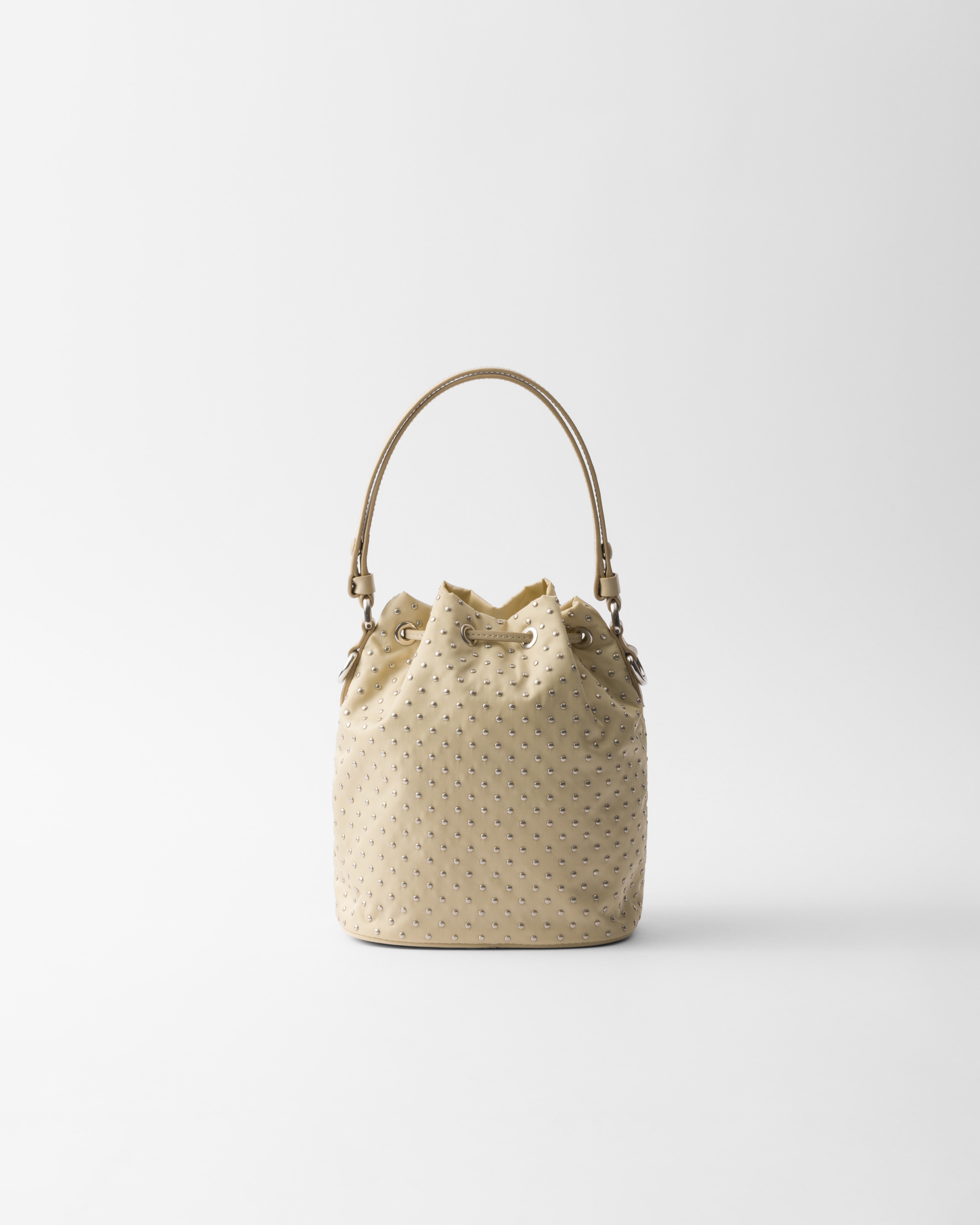 Prada Re-nylon Mini-bag With Studs In Desert Beige