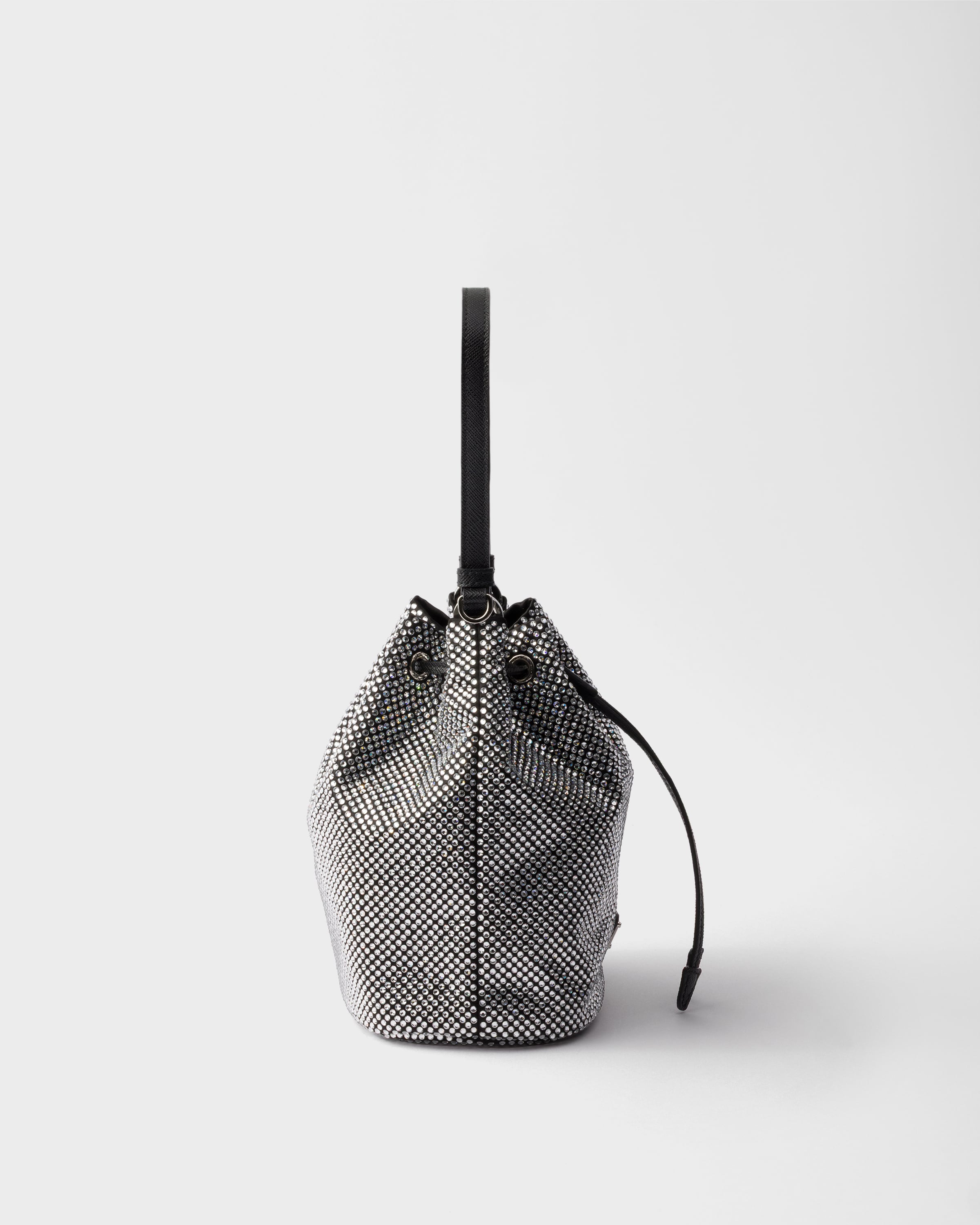 Mini crystal-studded satin bag