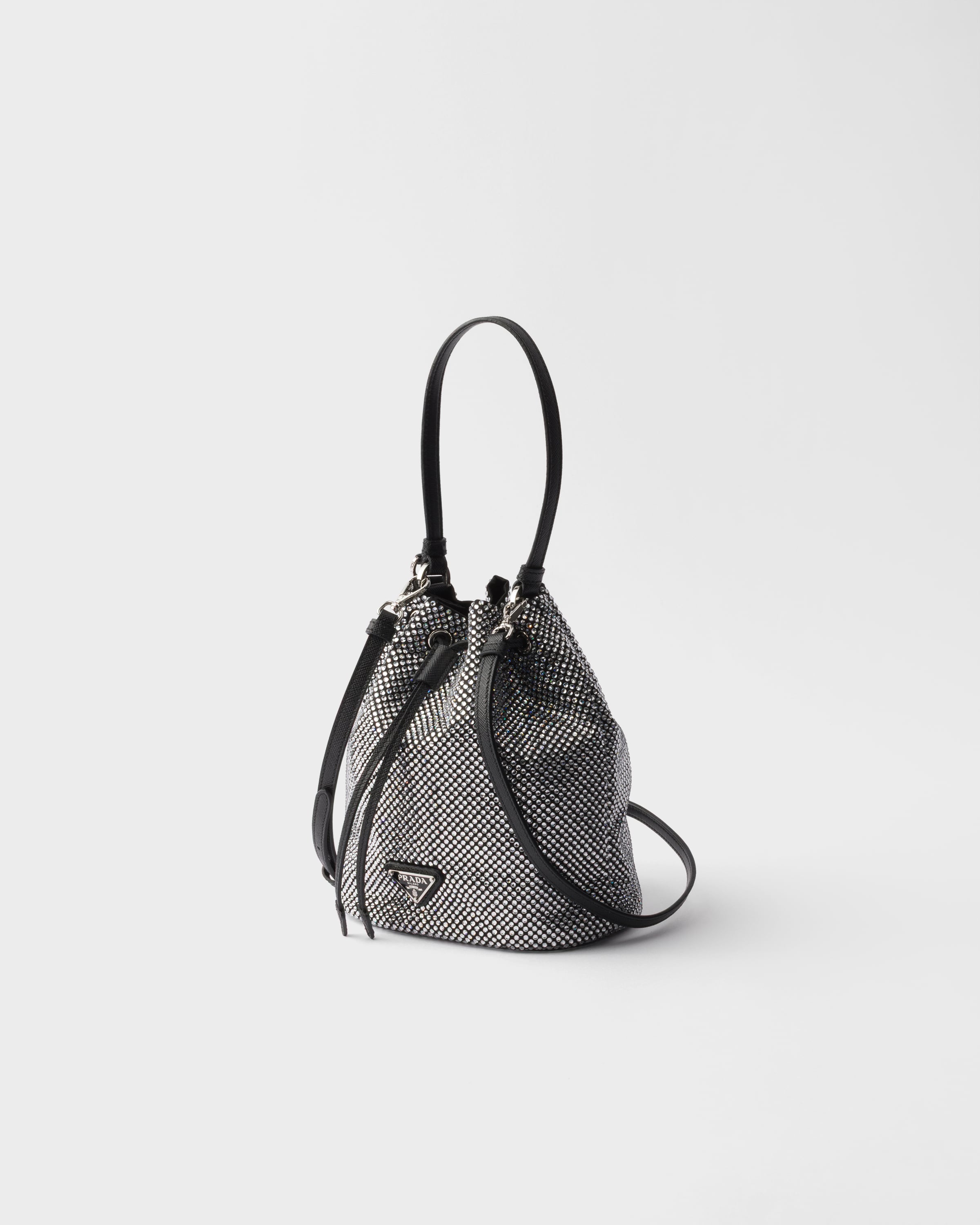 Mini crystal-studded satin bag