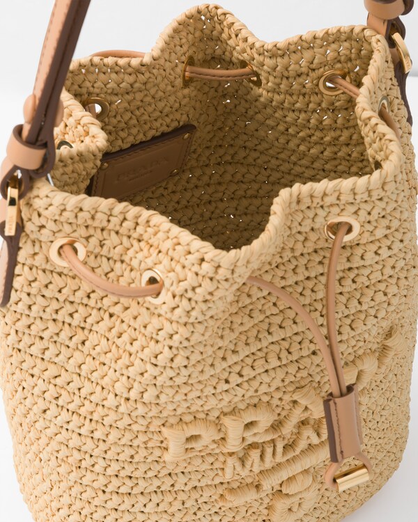 Natural Crochet And Leather Minibucket Bag PRADA
