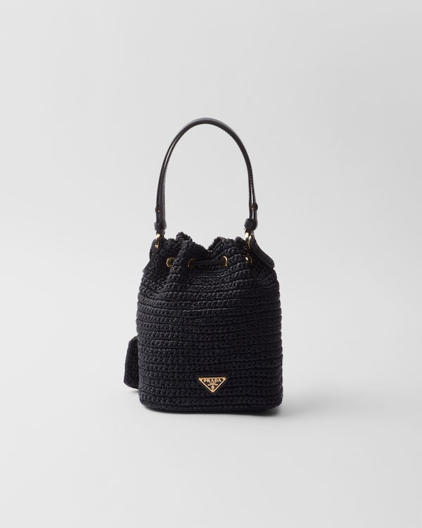 Mini crochet and leather bucket bag - Black Mini crochet and leather bucket bag - Black