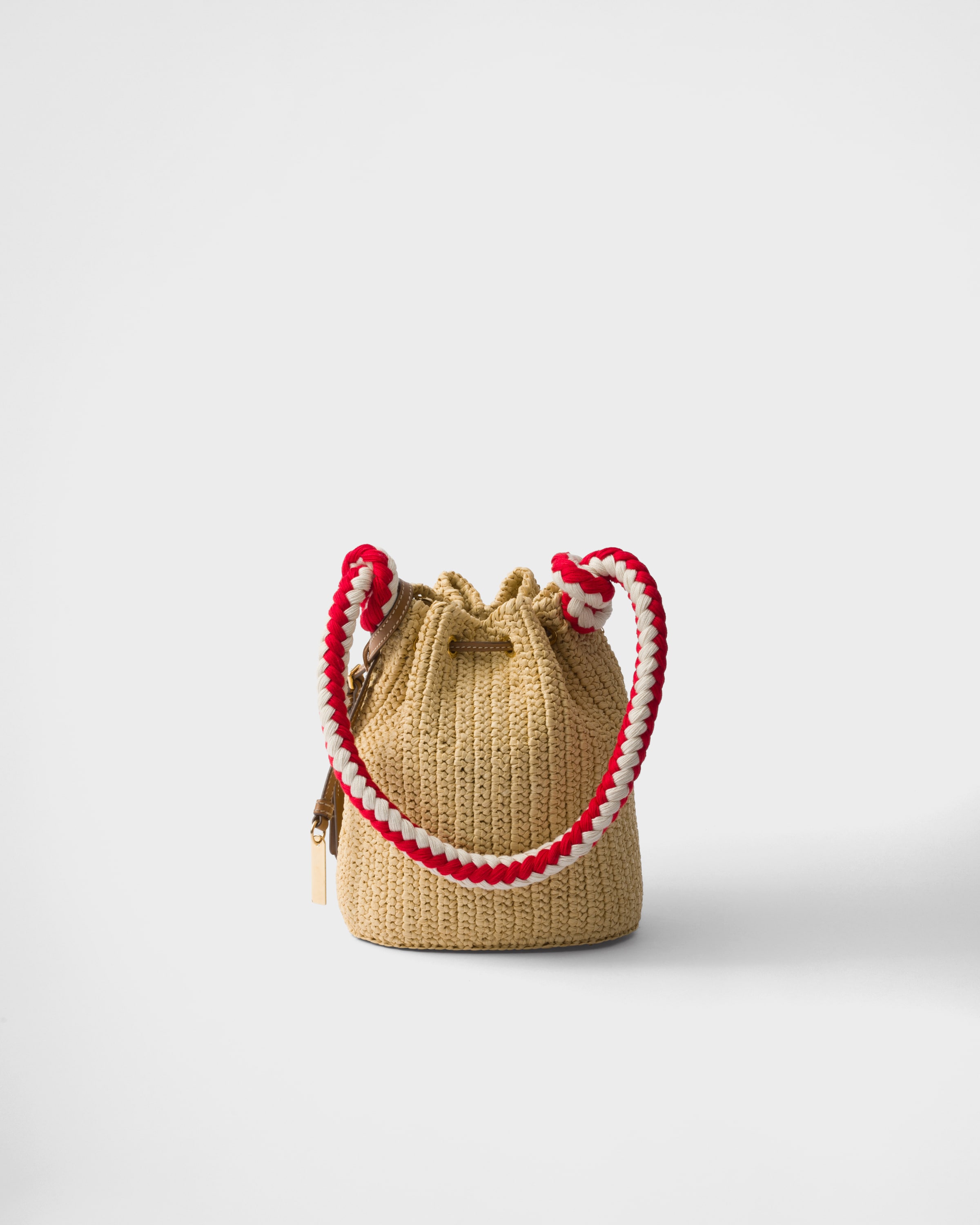 Prada Mini Bucket Bag With Braided Handle And Woven Texture