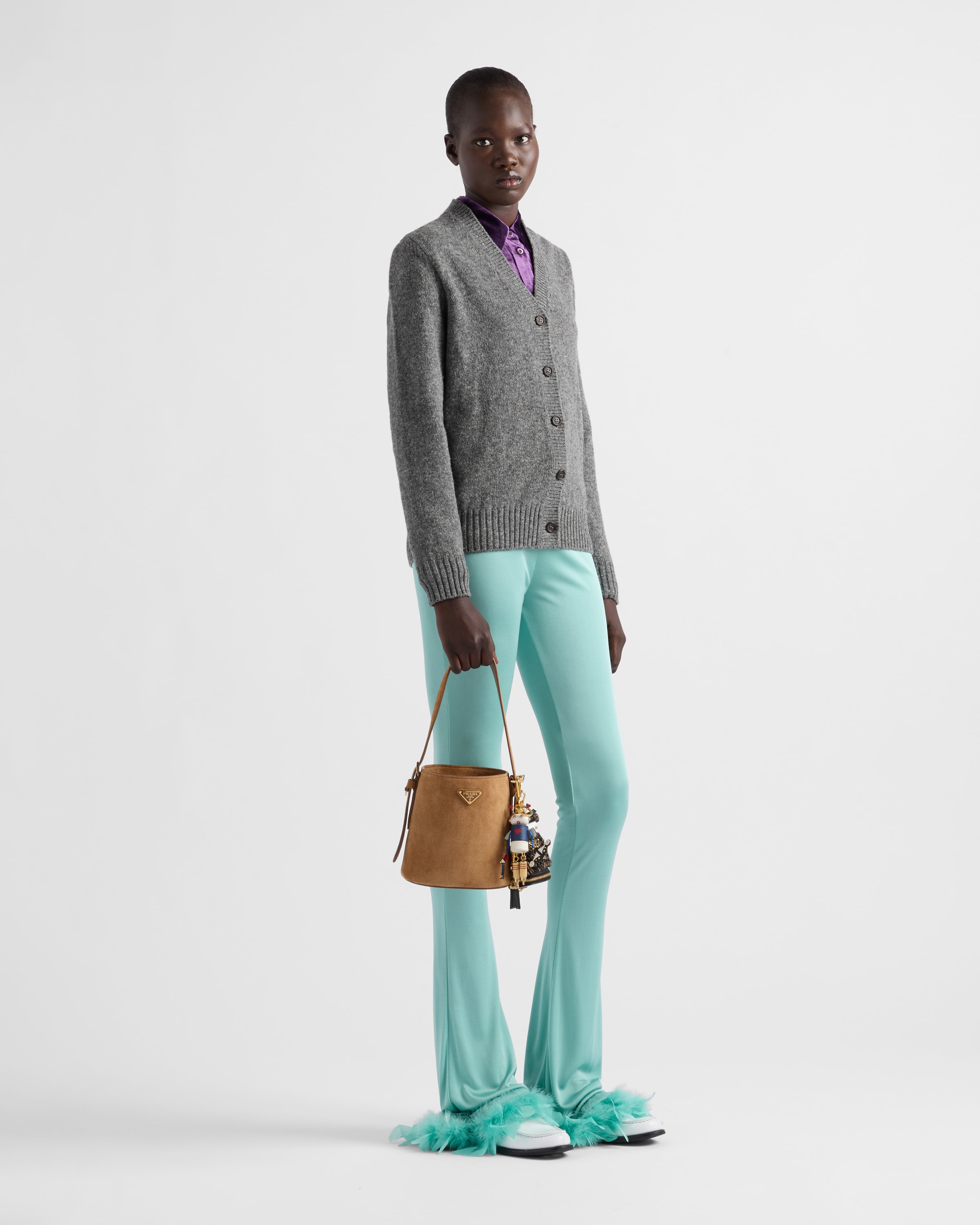 【PRADA】プラダ Bucket-Bag スエードの暖かい素材 ブラウン ミニ スエード バケットバッグ | PRADA