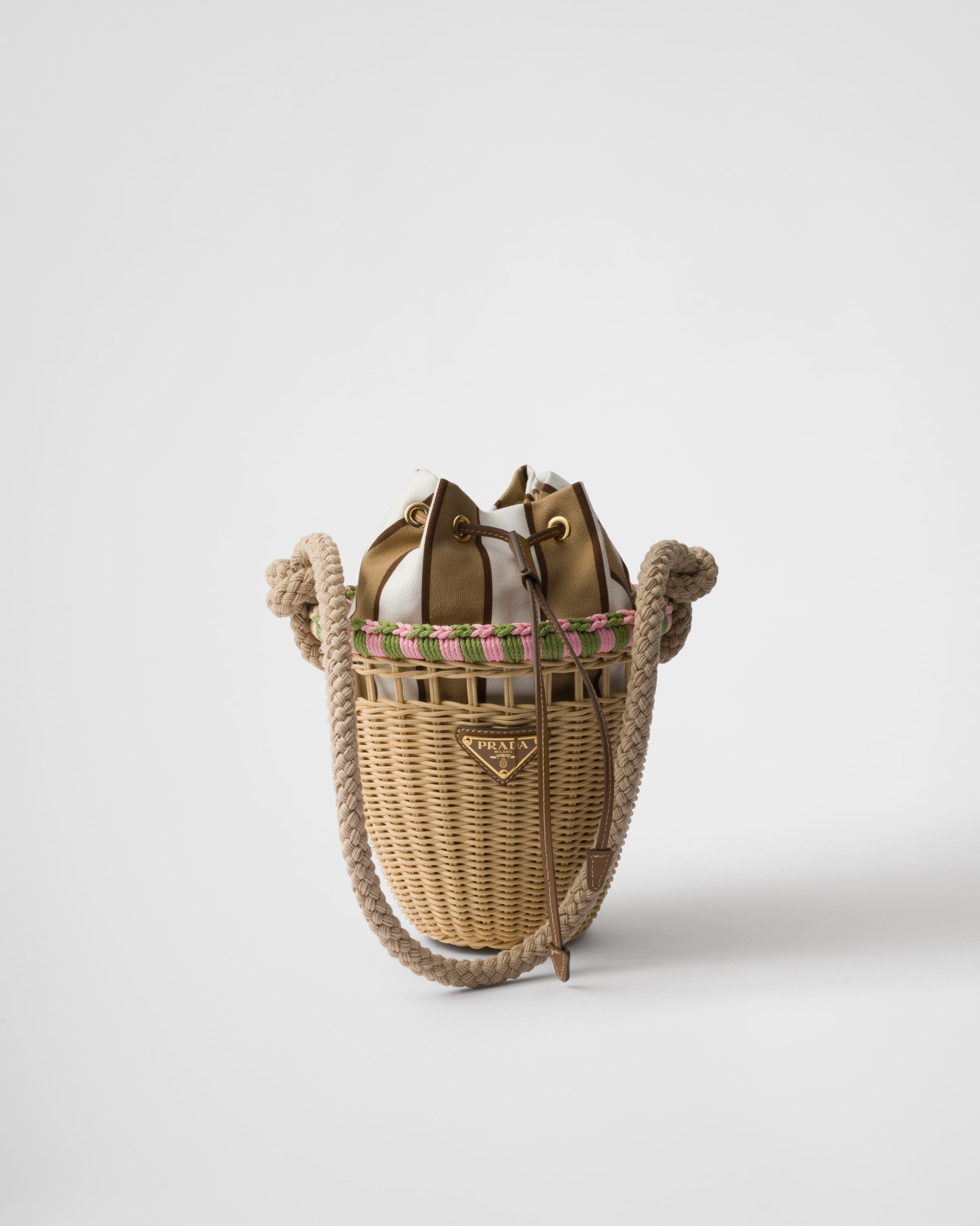 Prada Wicker Mini Bucket Bag