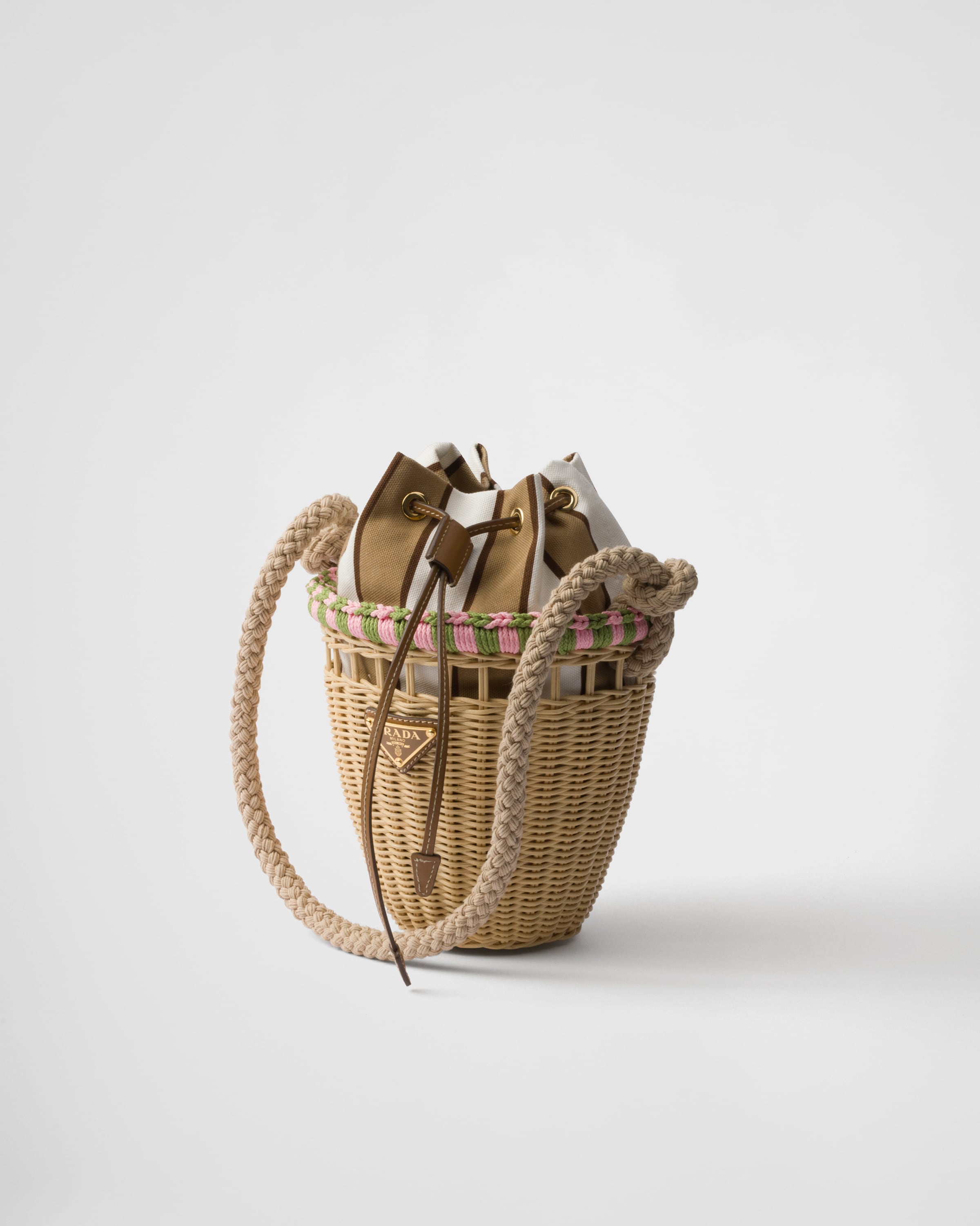 Prada Wicker Mini Bucket Bag