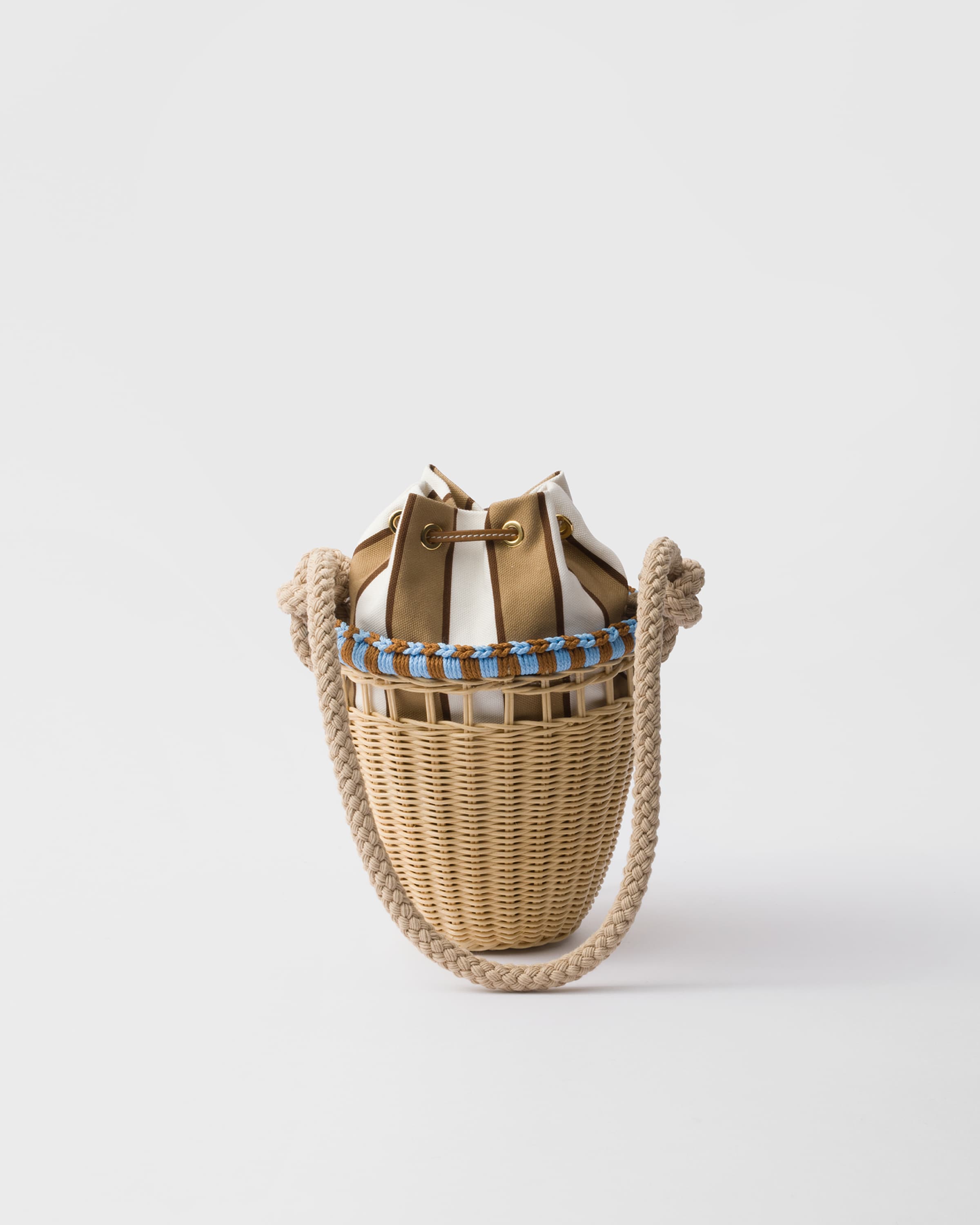Prada Basket Rope Rattan Bucket Bag