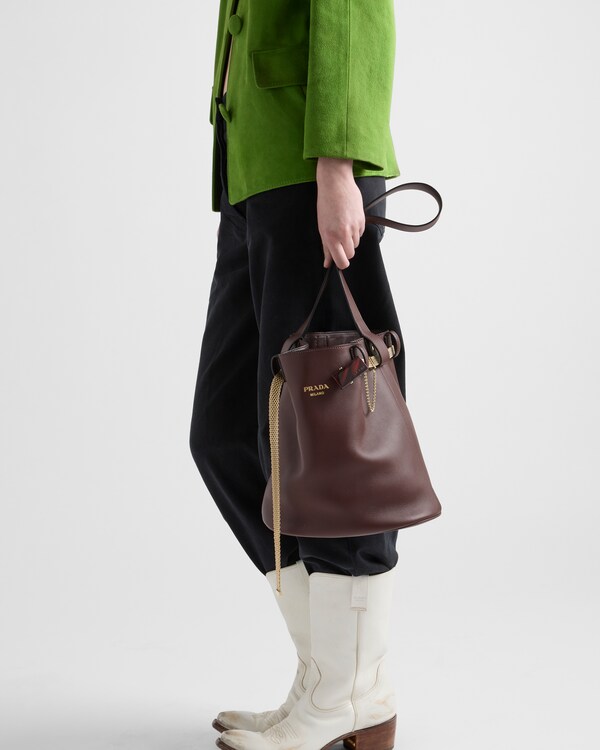 Prada Buckle leather bucket bag with jeweled belt Prada Buckle leather bucket bag with jeweled belt