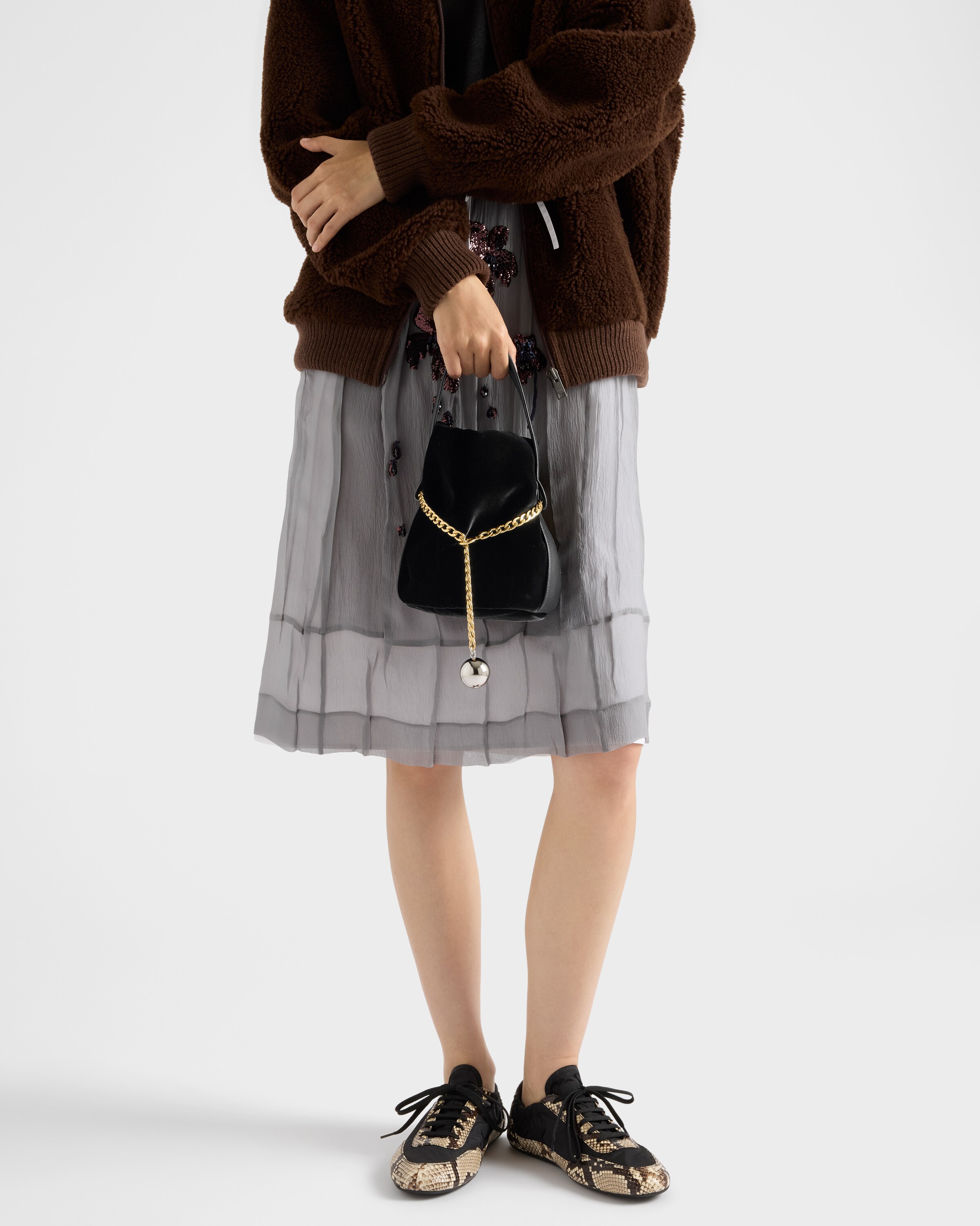 ブラック プラダ プチ サック ノワール ミニ ベルベットxナッパ