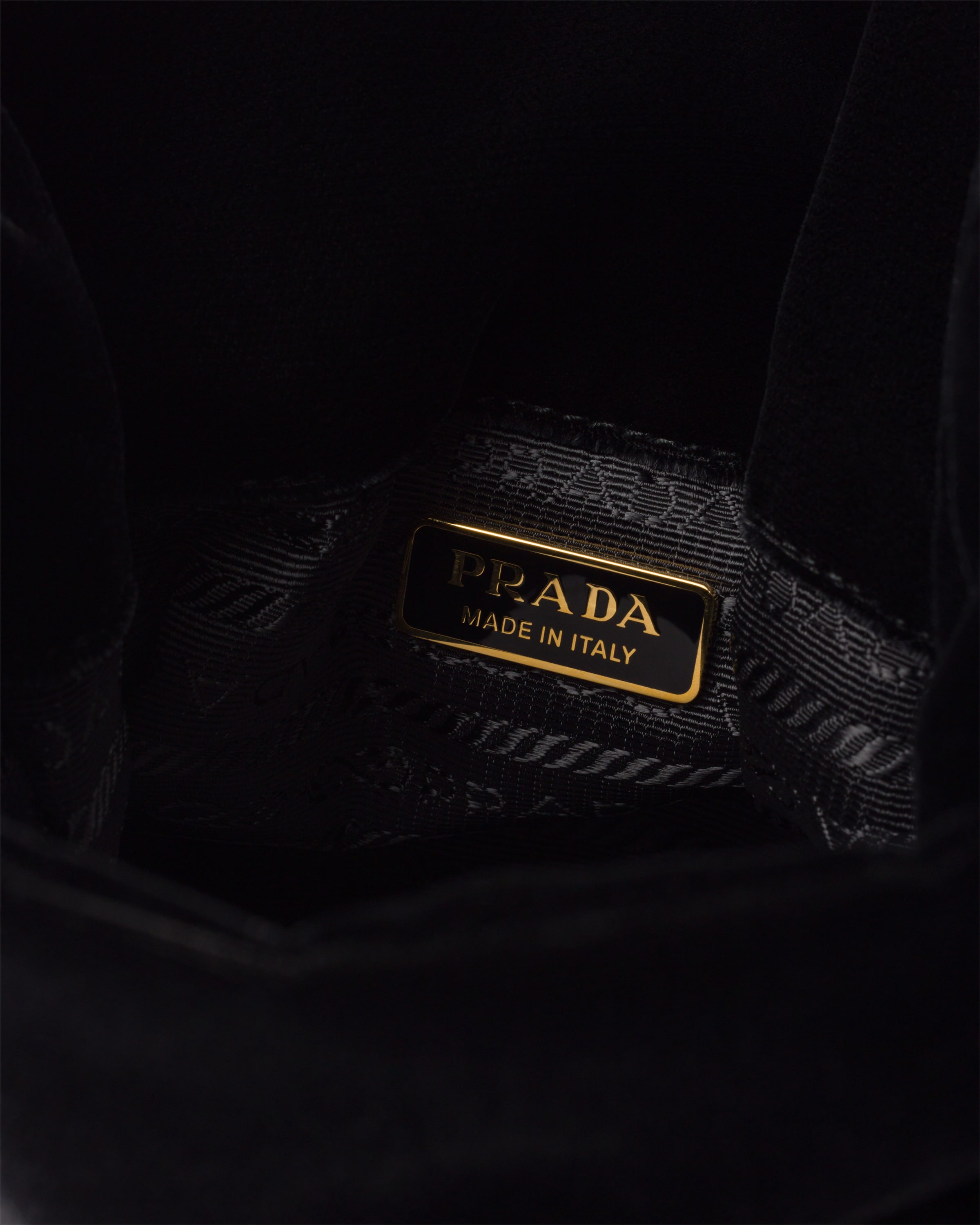 Prada Petit Sac Noir mini velvet and nappa leather bucket bag