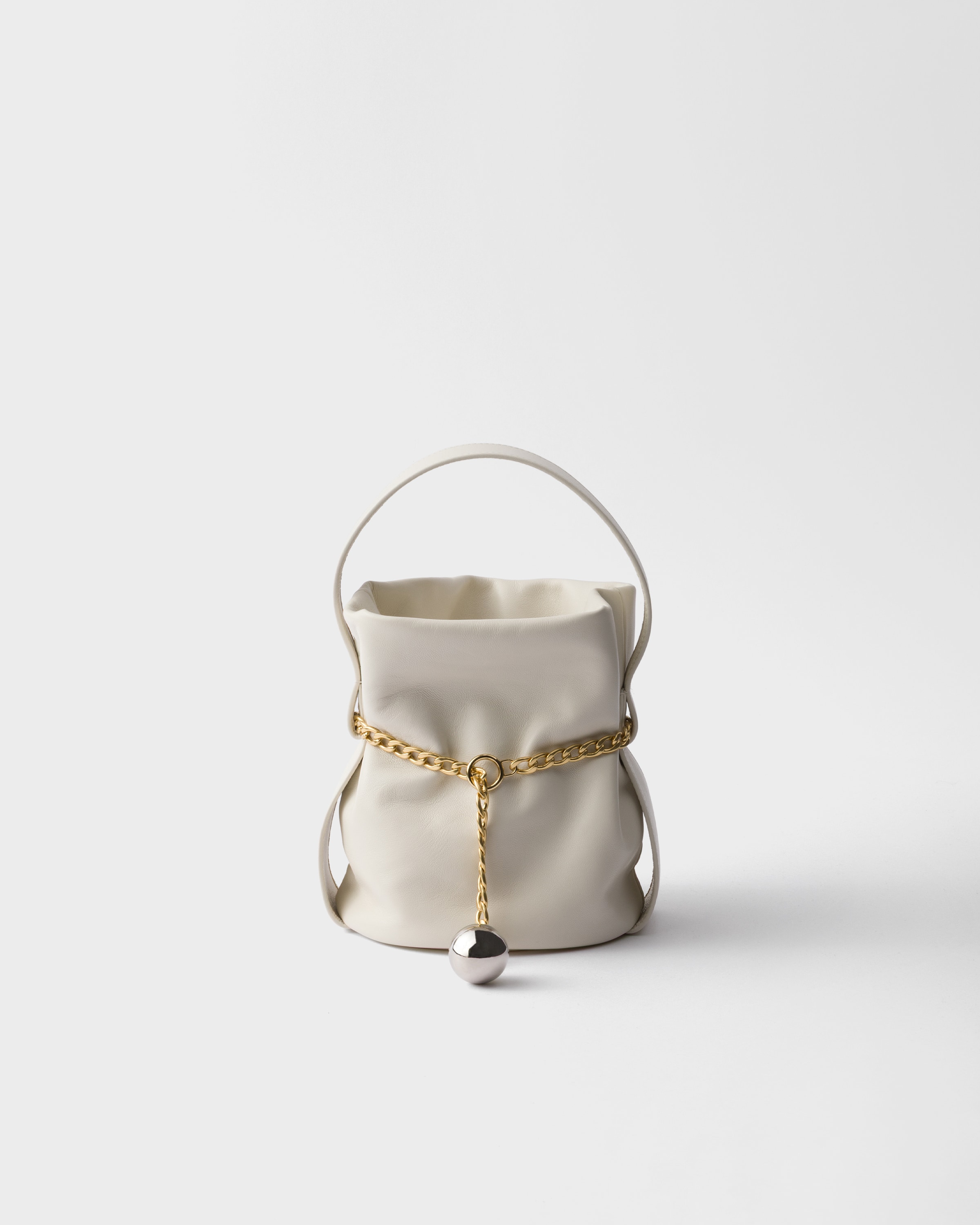 Prada Petit Sac Noir Nappa Leather Mini-bucket Bag In White