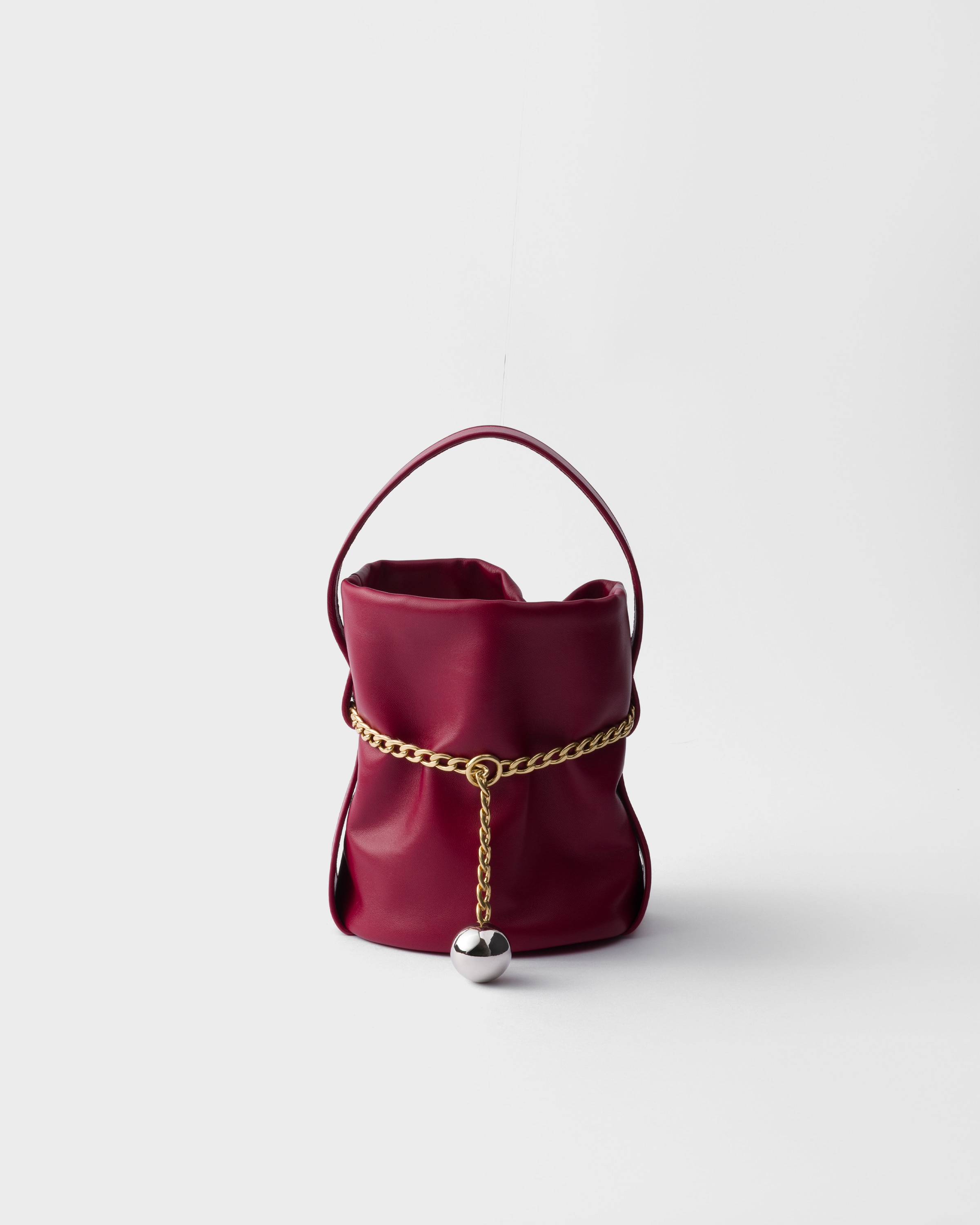 Prada Petit Sac Noir Nappa Leather Mini-bucket Bag In Red