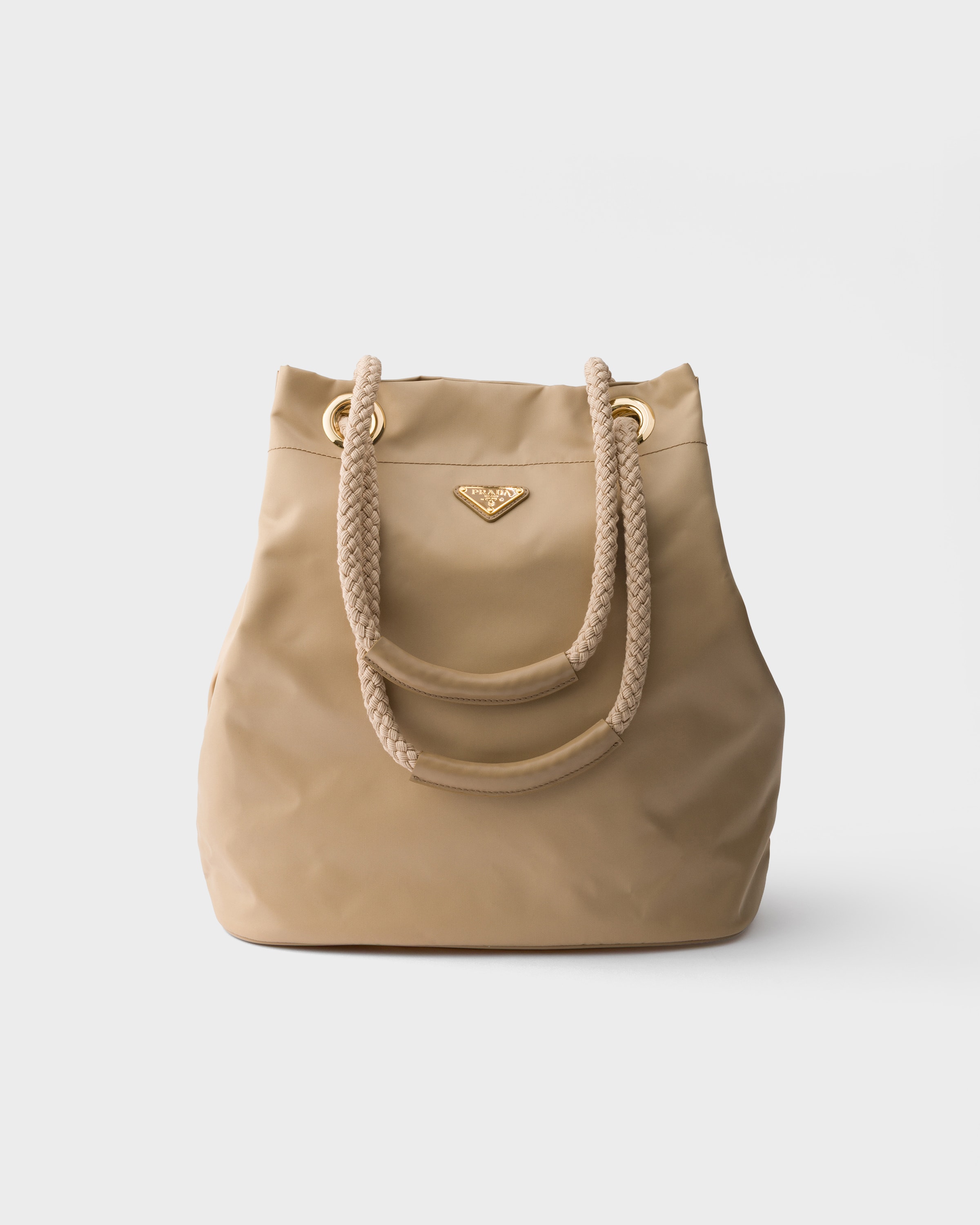 Prada Mariner Large Re-nylon Bucket Bag, Woman, Camel Brown