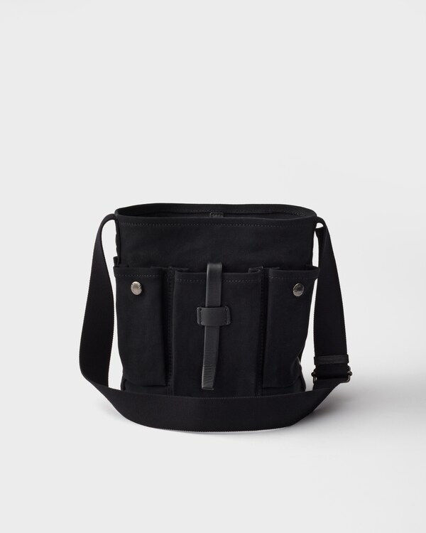 Prada Route mini canvas and leather bucket bag - Black Prada Route mini canvas and leather bucket bag - Black