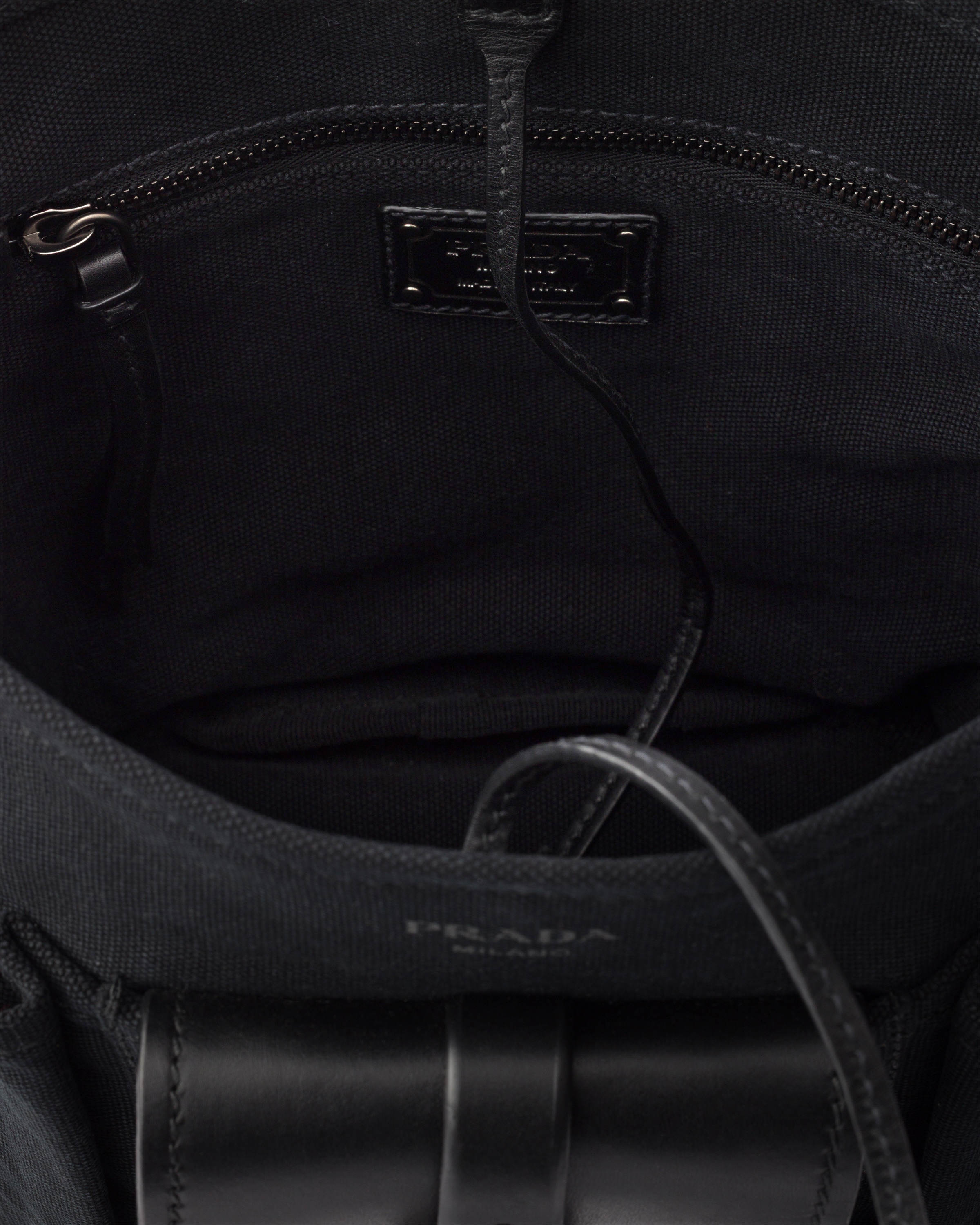 Prada Route mini canvas and leather bucket bag