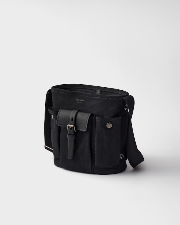 Prada Route mini canvas and leather bucket bag - Black Prada Route mini canvas and leather bucket bag - Black