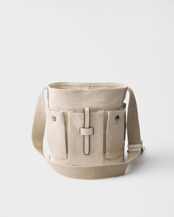 Bolso saco Prada Route de lona y piel - Natural Bolso saco Prada Route de lona y piel - Natural