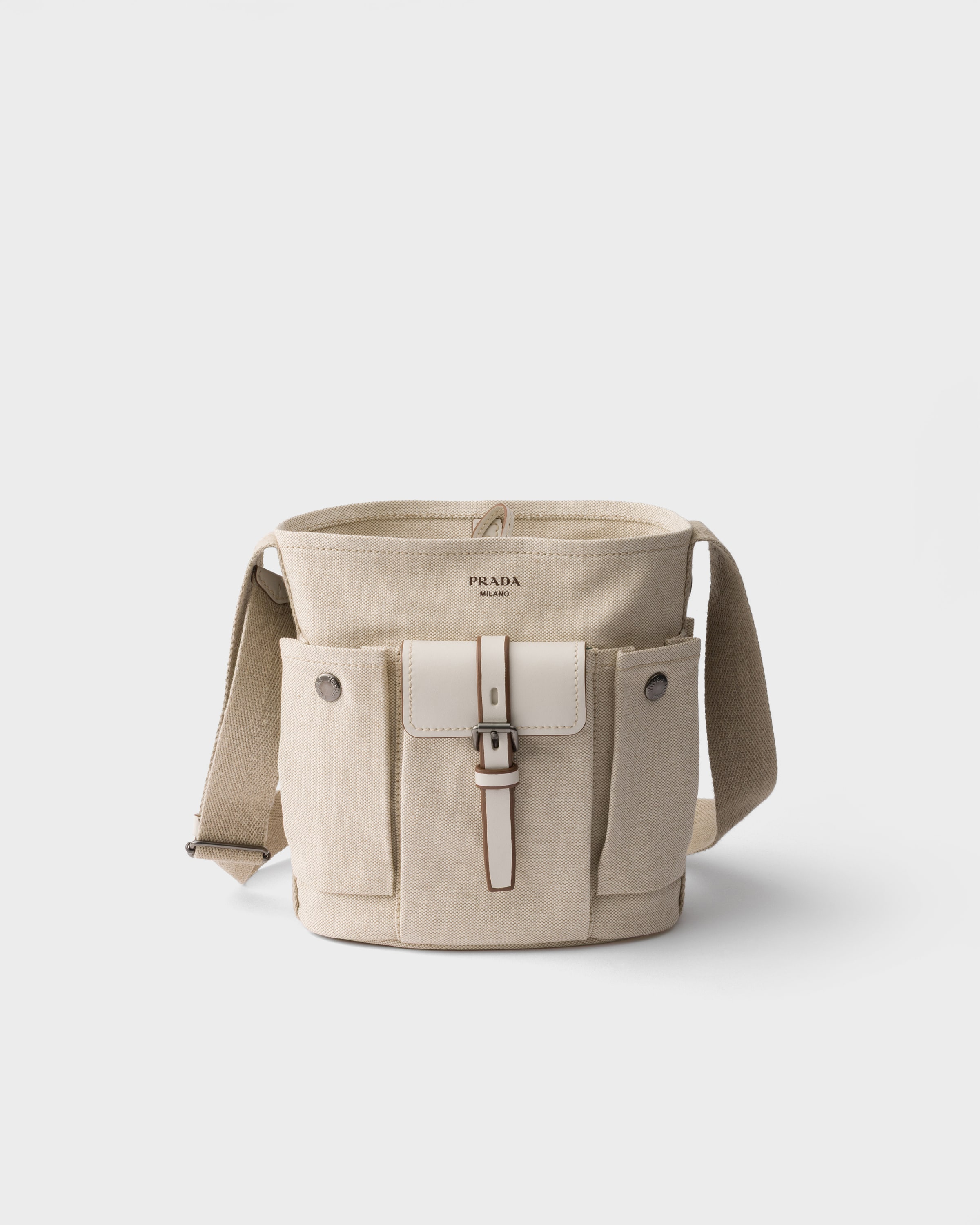 Prada Route mini canvas and leather bucket bag