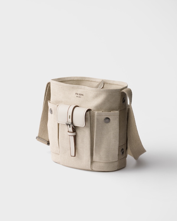 Bolso saco Prada Route de lona y piel - Natural Bolso saco Prada Route de lona y piel - Natural