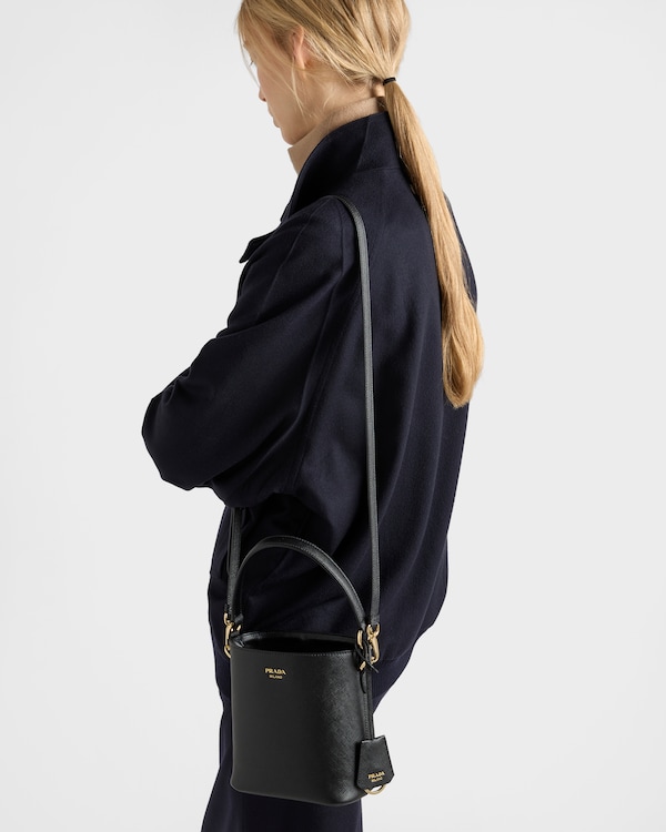 Mini sac seau en cuir Saffiano - Noir Mini sac seau en cuir Saffiano - Noir