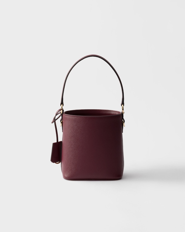 Mini sac seau en cuir Saffiano - Bordeaux Mini sac seau en cuir Saffiano - Bordeaux