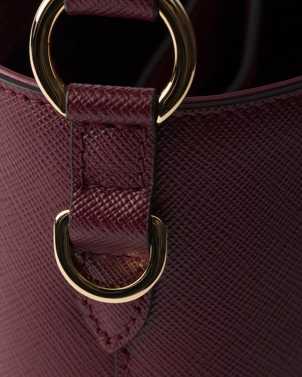Mini sac seau en cuir Saffiano - Bordeaux Mini sac seau en cuir Saffiano - Bordeaux