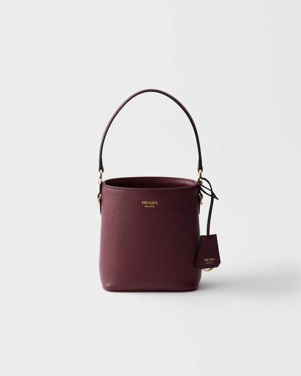 Mini sac seau en cuir Saffiano - Bordeaux Mini sac seau en cuir Saffiano - Bordeaux