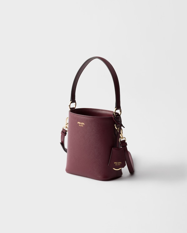 Mini sac seau en cuir Saffiano - Bordeaux Mini sac seau en cuir Saffiano - Bordeaux