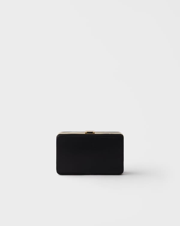 Mini pochette en satin avec bandoulière - Noir Mini pochette en satin avec bandoulière - Noir