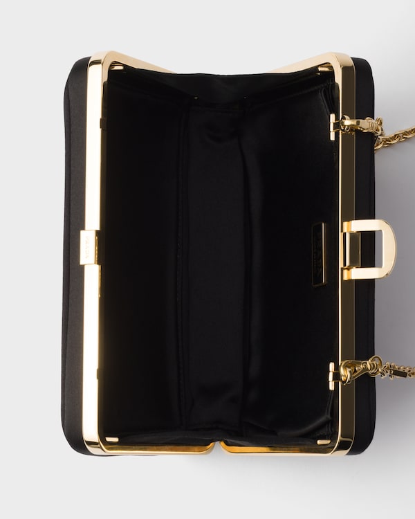 Mini pochette en satin avec bandoulière - Noir Mini pochette en satin avec bandoulière - Noir