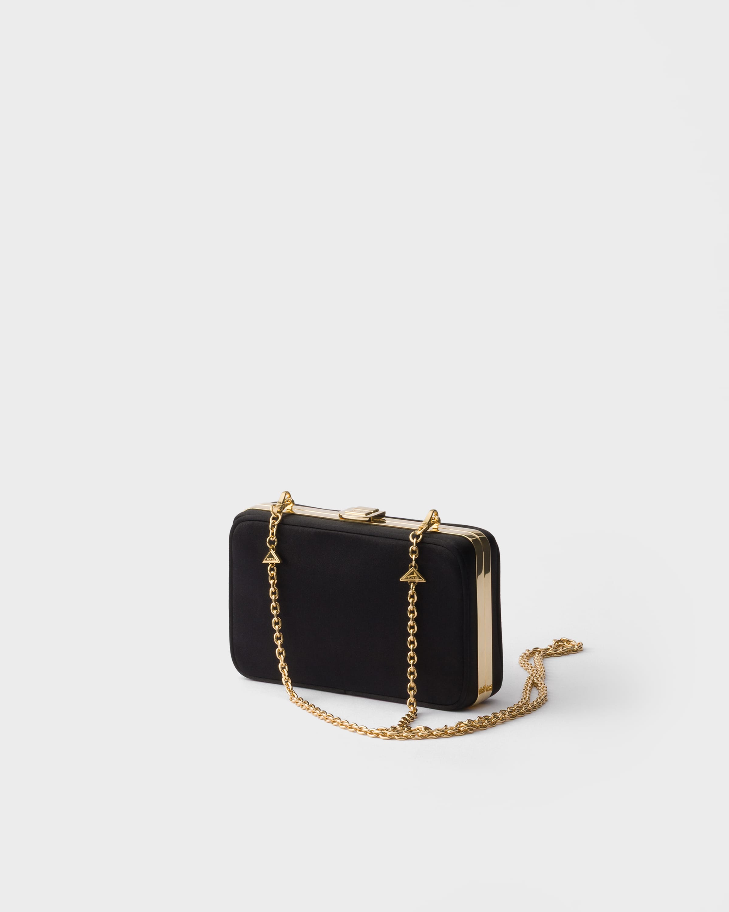 Black Satin mini-clutch with shoulder strap | PRADA - United States