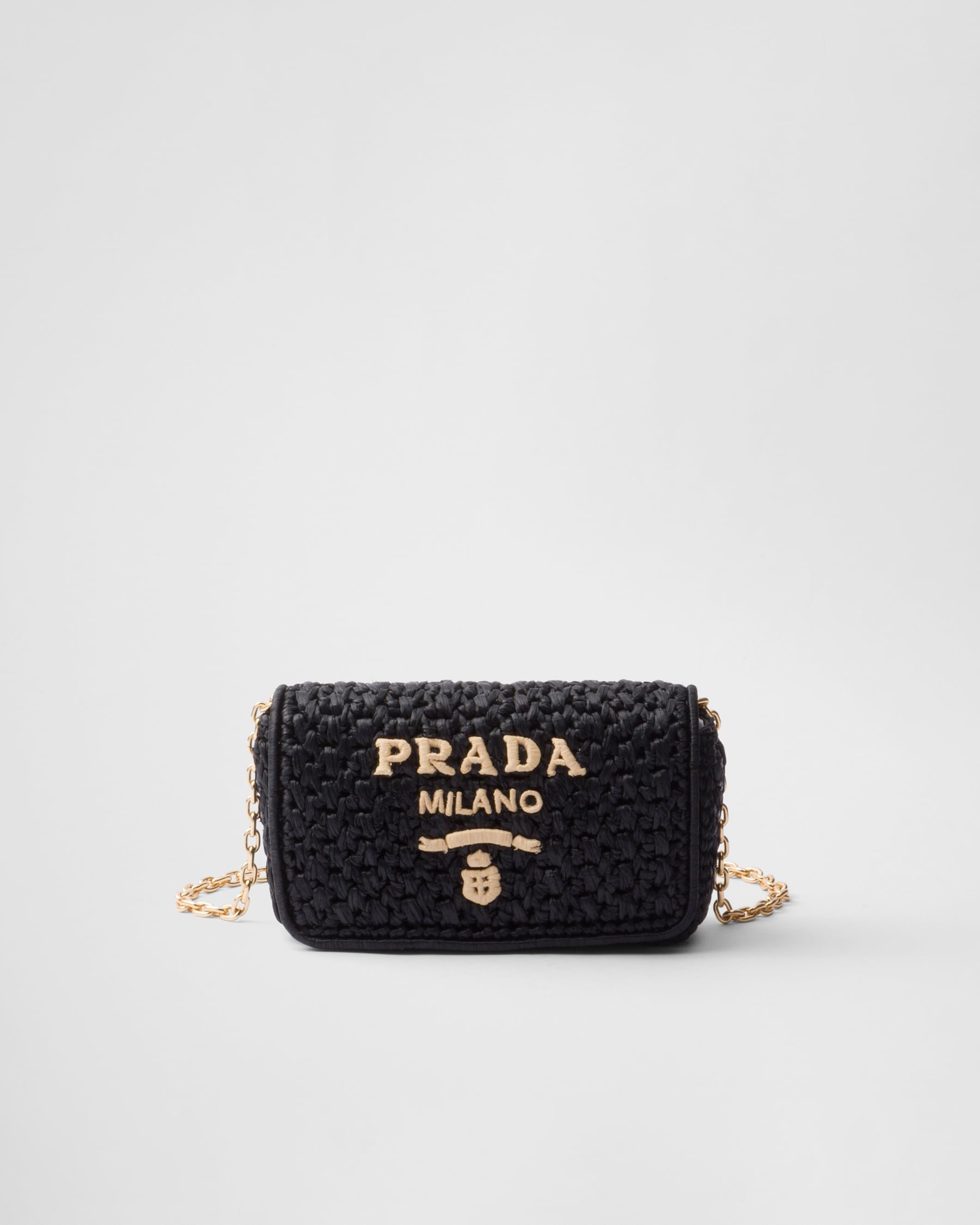 Black Woven Fabric Shoulder Bag PRADA