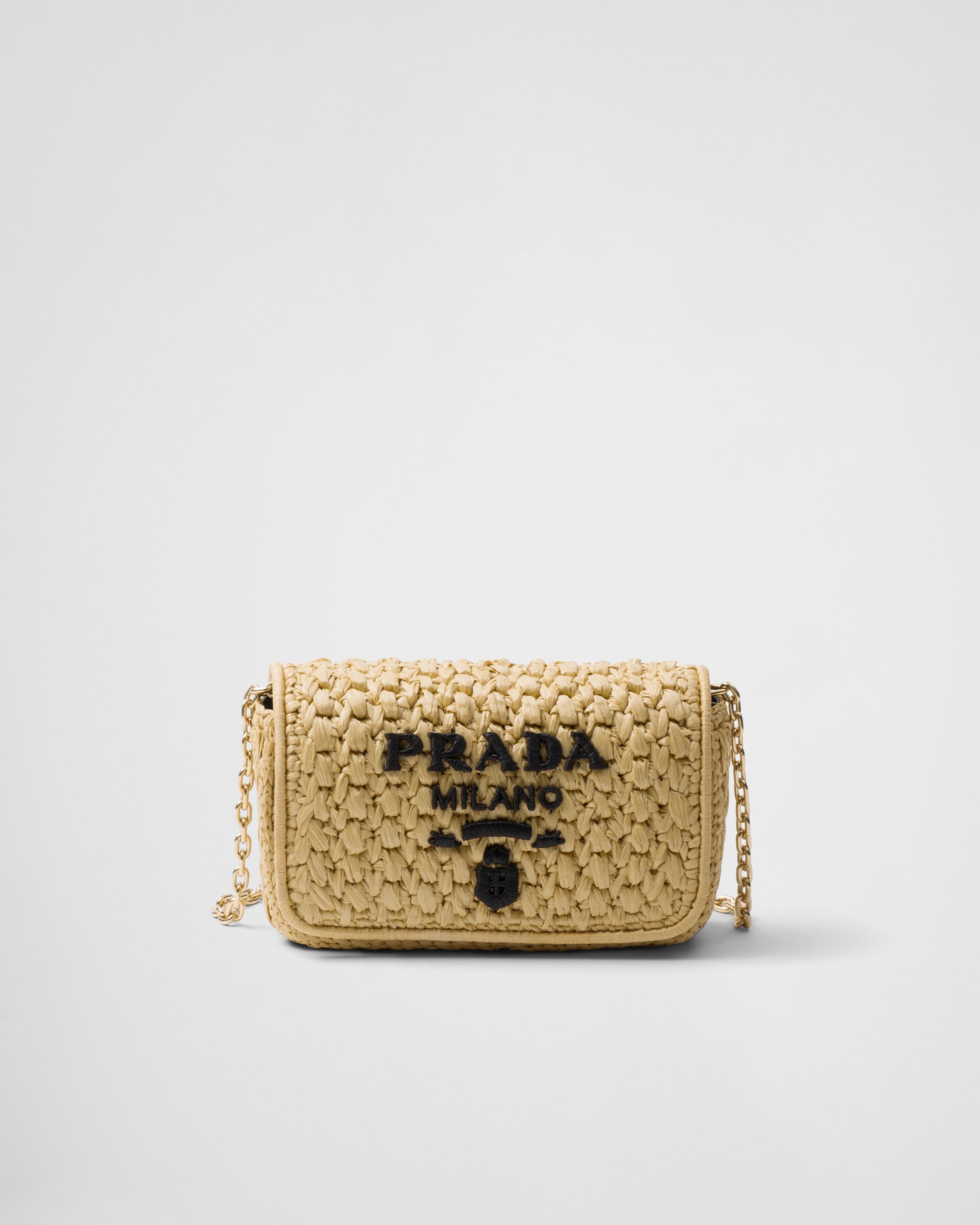 Prada Crochet Shoulder Bag In Tan/black